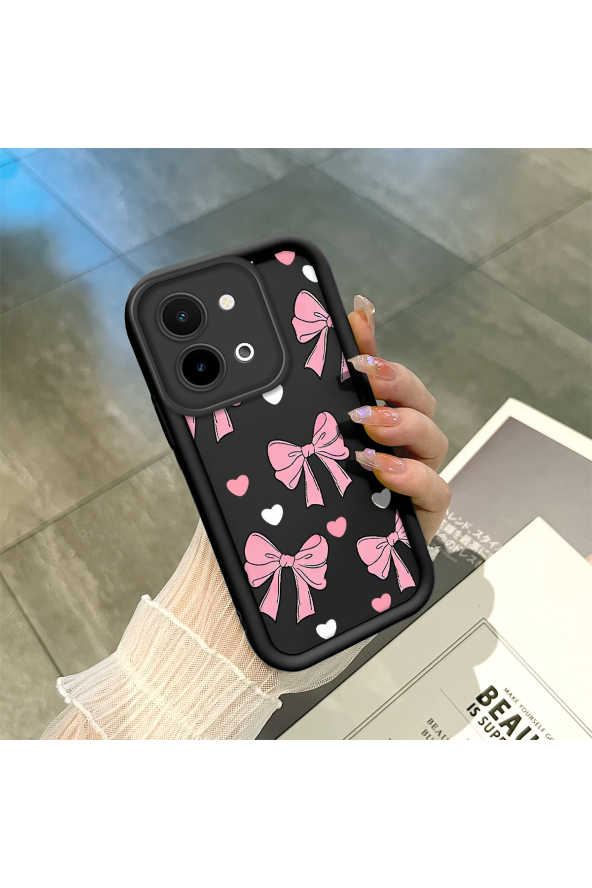 Black Silicone Case with Vivo Y28 4G Compatibility Stylish Printing with Shockproof Camera Protection