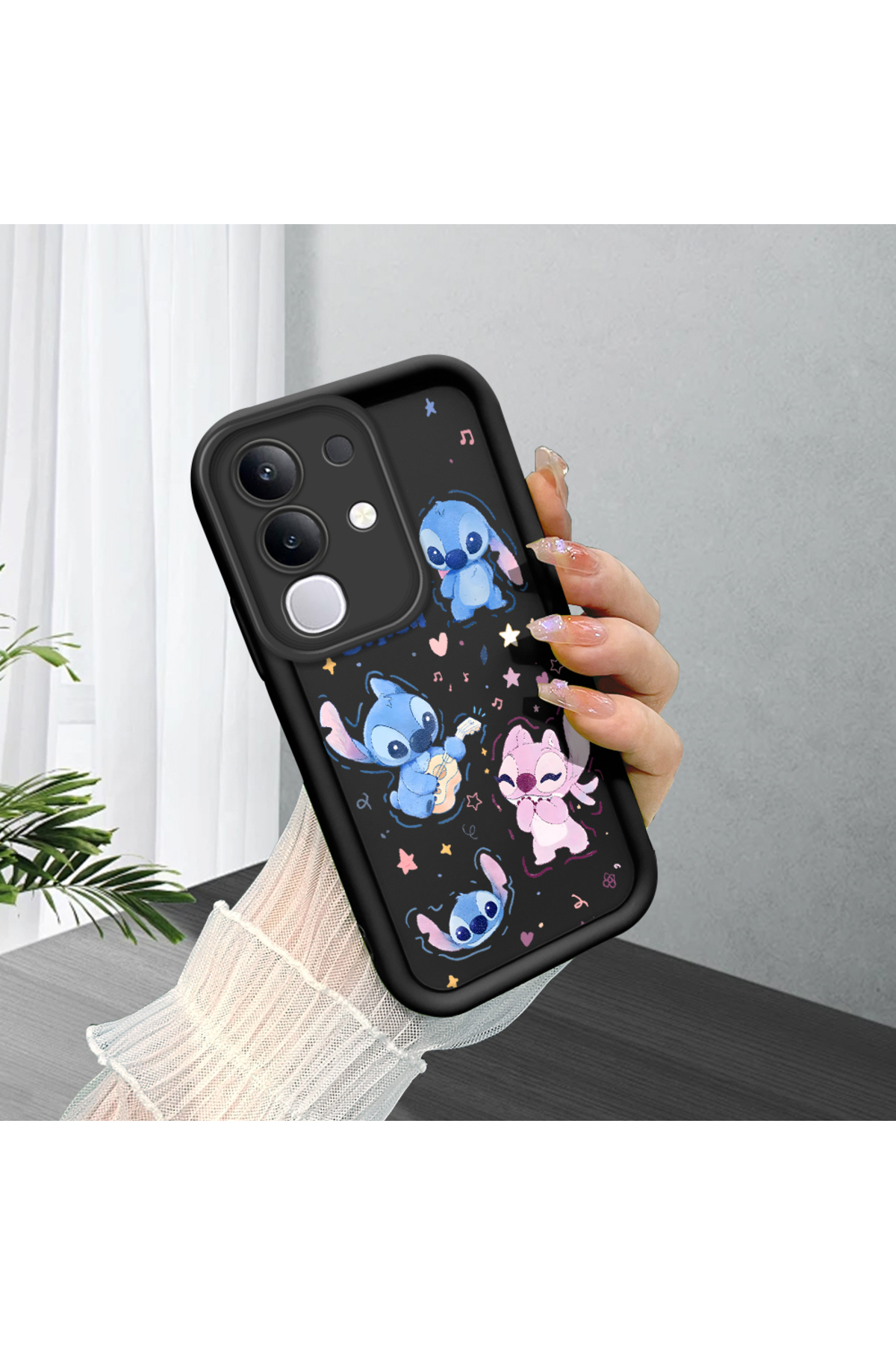 Vivo Y29 4G Compatible Black Silicone Case Shockproof Camera Protected Stitch