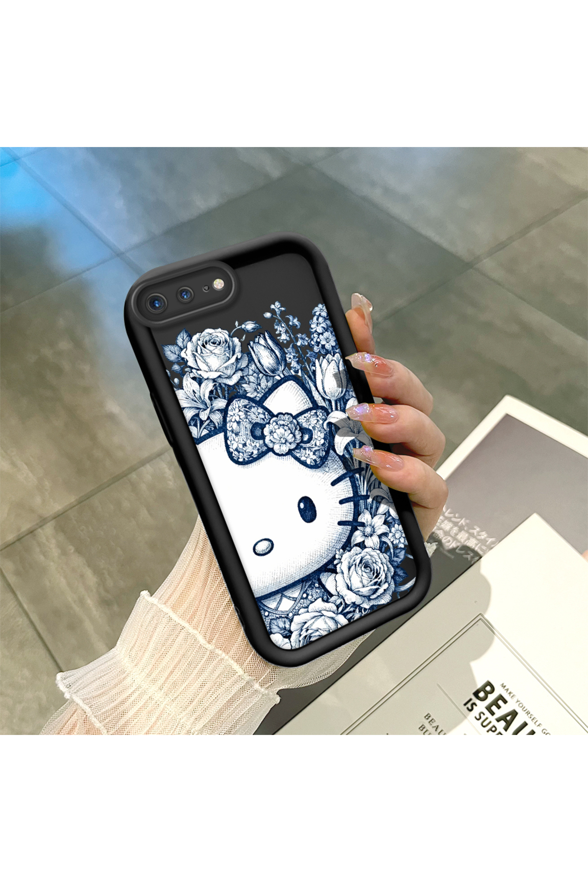 black Silicone Case Shockproof Camera Protected Cartoon Pattern for iPhone 7 Plus/8 Plus