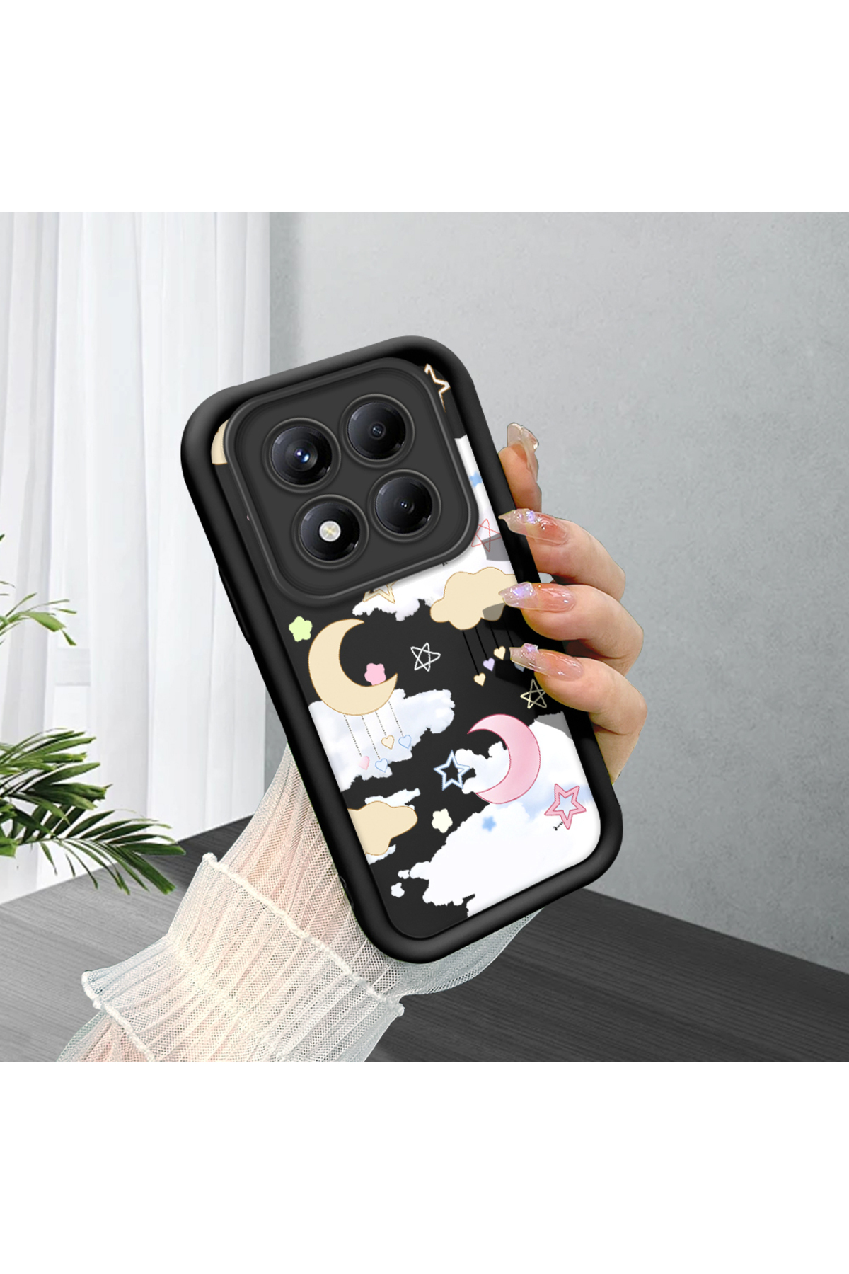 Black Silicone Case with Redmi Note 14 Pro Plus+ 5G Shockproof Camera Protection Stylish Print