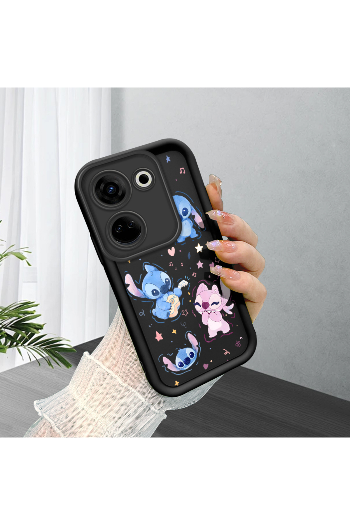 Black Silicone Case Shockproof Camera Protected Stitch Compatible with Tecno Camon 20 Pro 4G(CK7n)