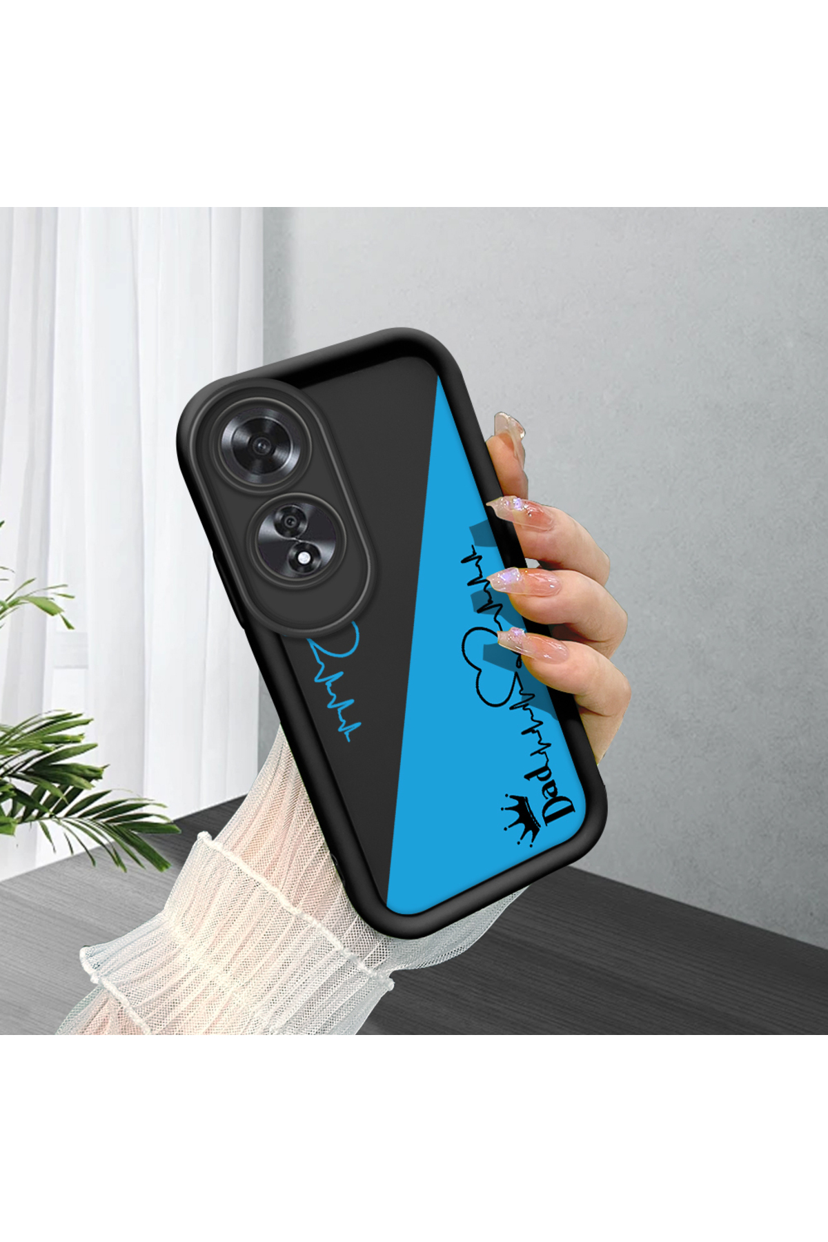 OPPO A60 Compatible Black Silicone Case Shockproof Camera Protected Cartoon Pattern