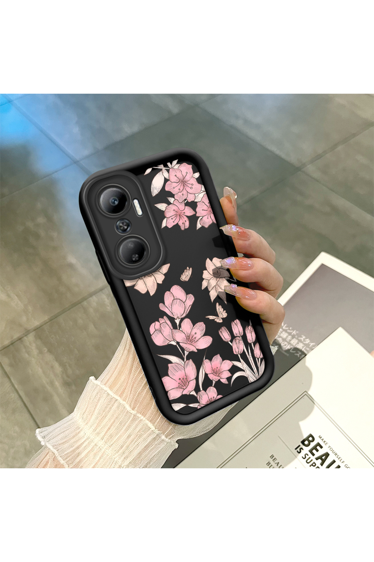 Black Silicone Case with Infinix Hot 20 4G Compatibility Stylish Printing with Shockproof Camera Protection
