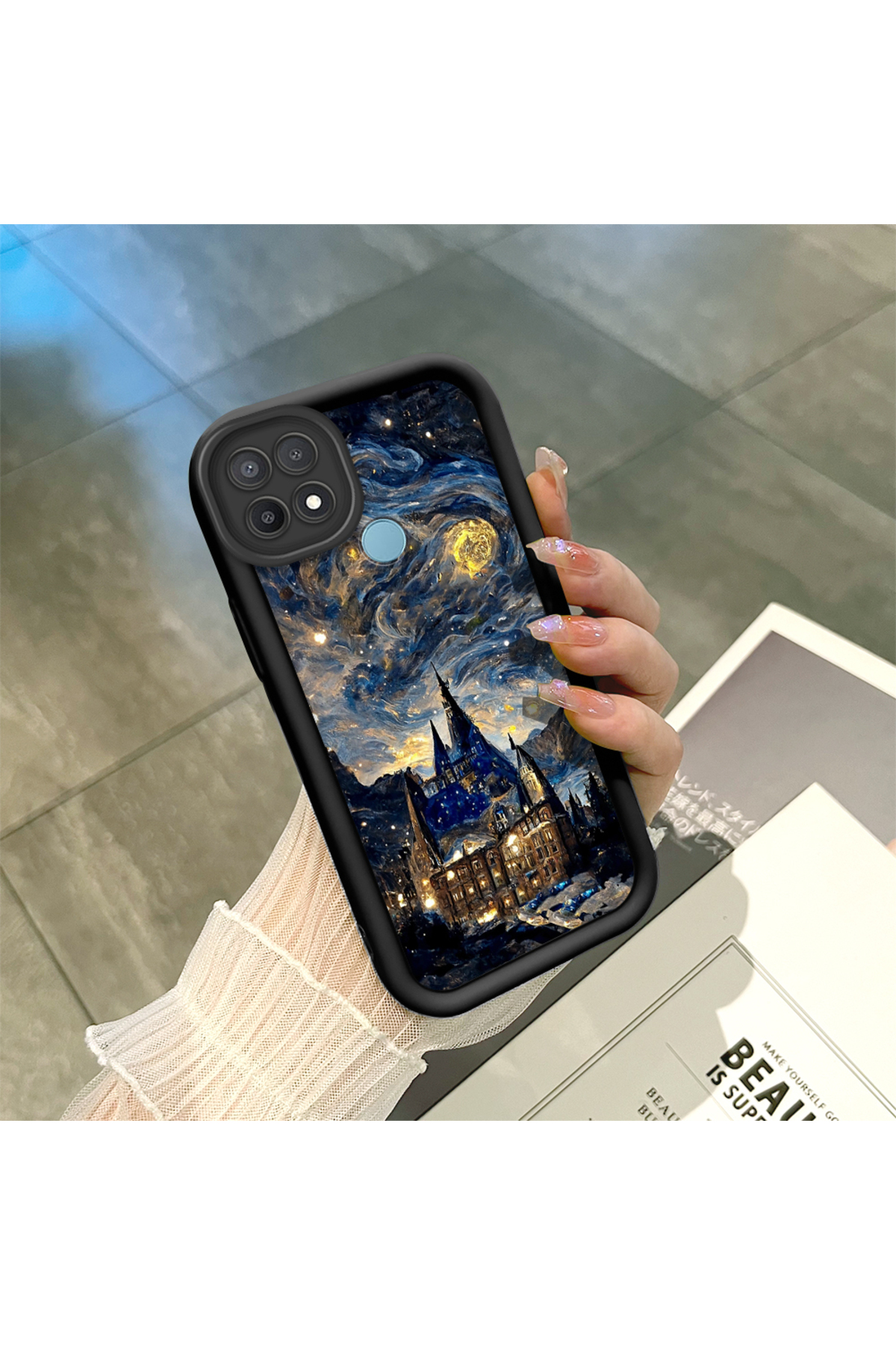 Black Silicone Case Shockproof Camera Protection Compatible with OPPO A15/A15S