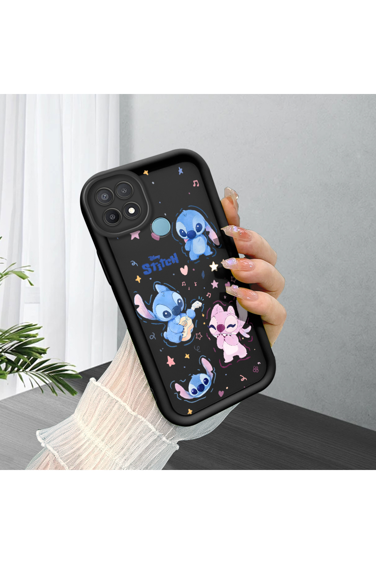 Black Silicone Case Shockproof Camera Shielded Stitch Compatible with OPPO A15/A15S