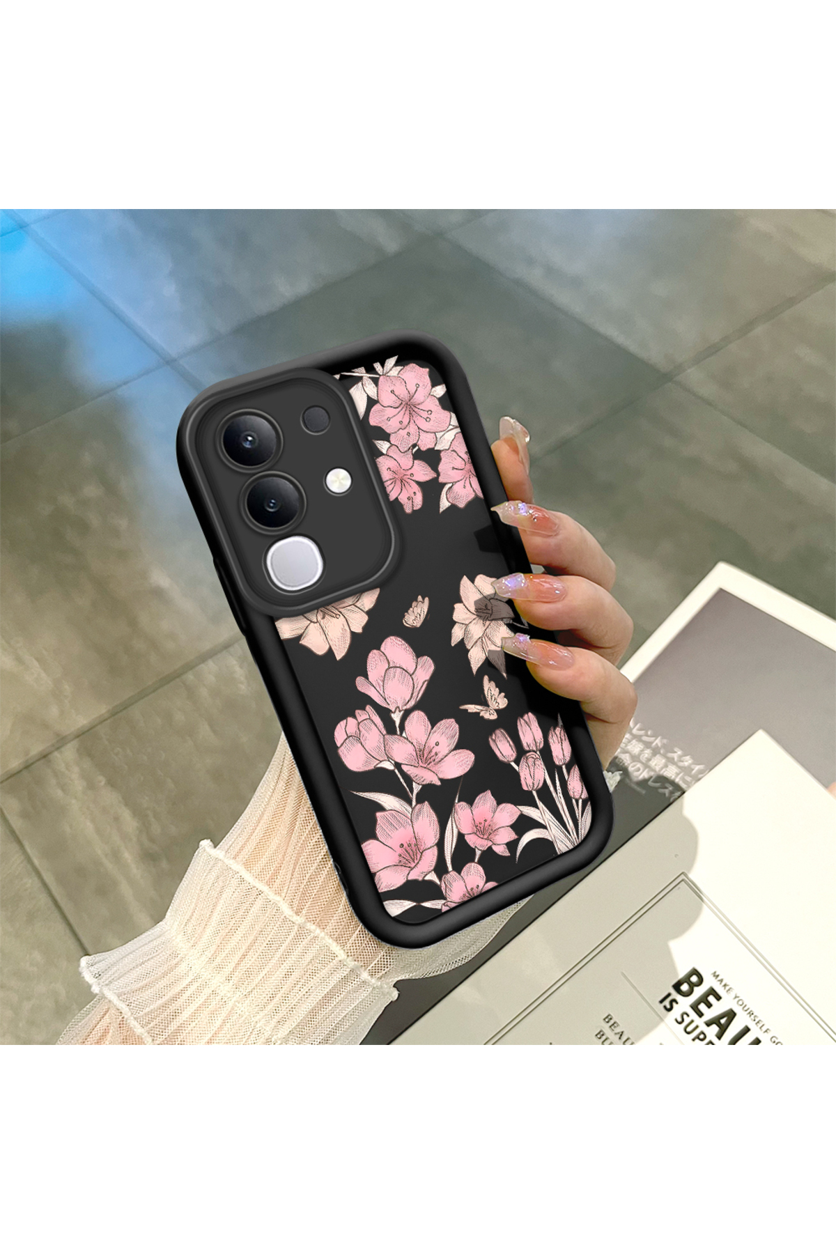 Black Silicone Case with Vivo Y29 4G Compatibility Stylish Printing with Shockproof Camera Protection