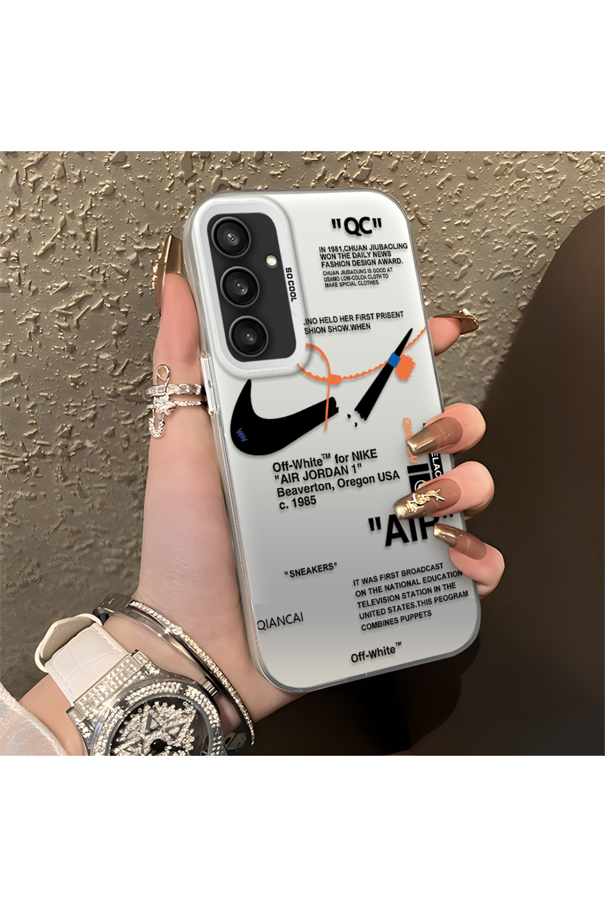 Samsung Galaxy S23 Fe Compatible Silicone Edge Hard Back Anti Fall Phone Case with air Pattern