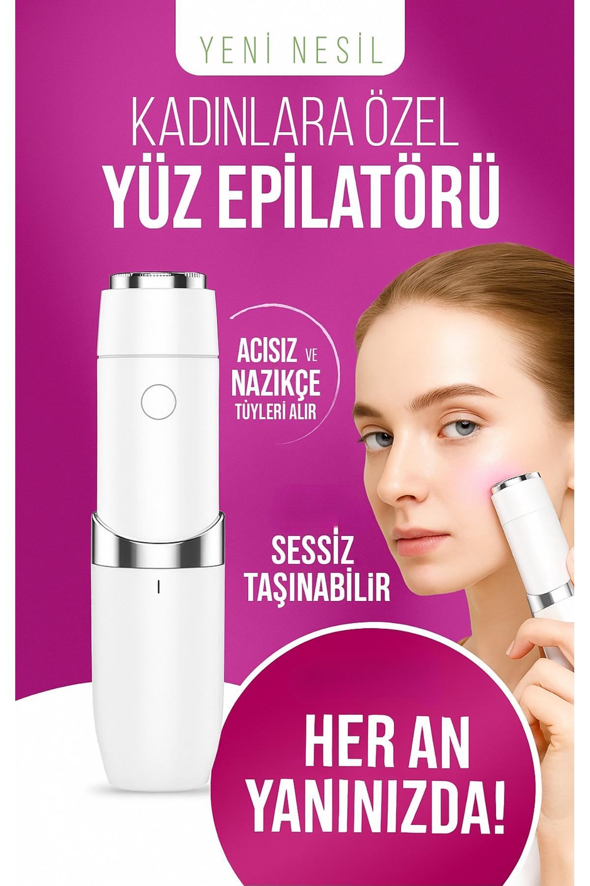 moontime alaçatı Mini Yüz Epilatör Cilt Temizleyici Tüy Alma Cihazı — 945572261