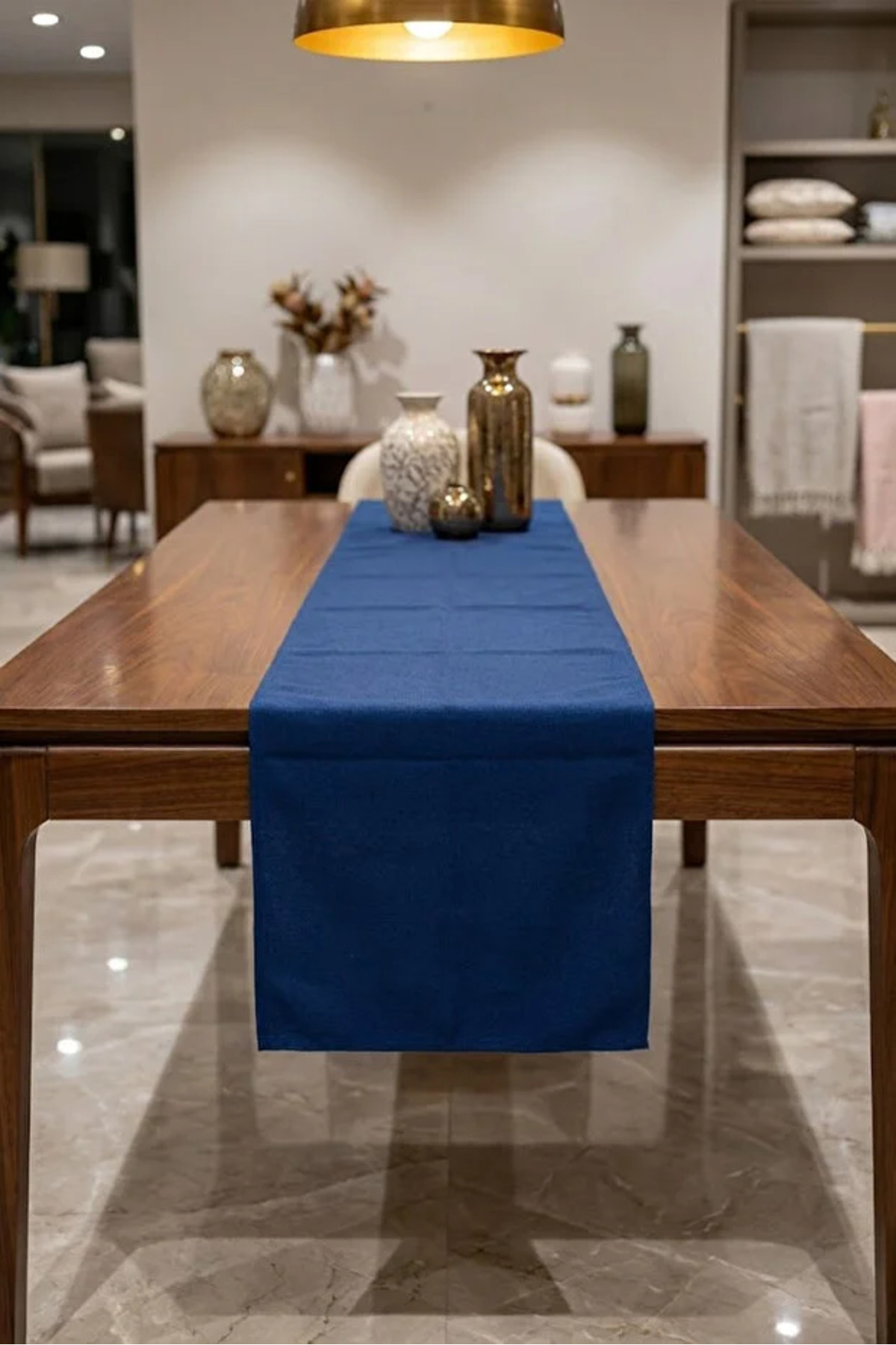 Decorative Bohemian Navy Blue Runner - Dining Table and Living Room Console Cover (50x150 cm)
