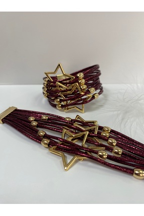 DGD ACCESSORIES Yıldızlı Deri Bileklik