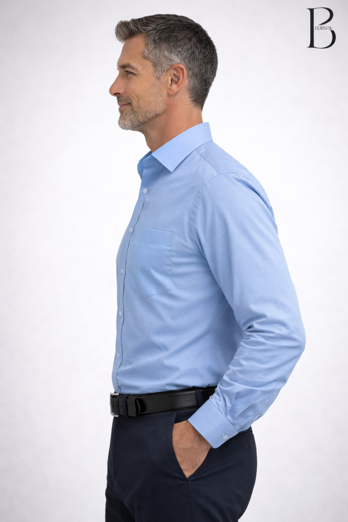 BURSPA  Rahat Kesim Klasik Pamuklu Erkek Baba Gömlek - Görsel 3