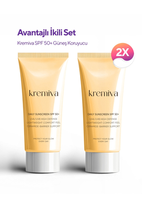 Kremiva SPF 50+ Güneş Koruyucu 2’li Set – UVA/UVB Yüksek Koruma Günlük Güneş ...
