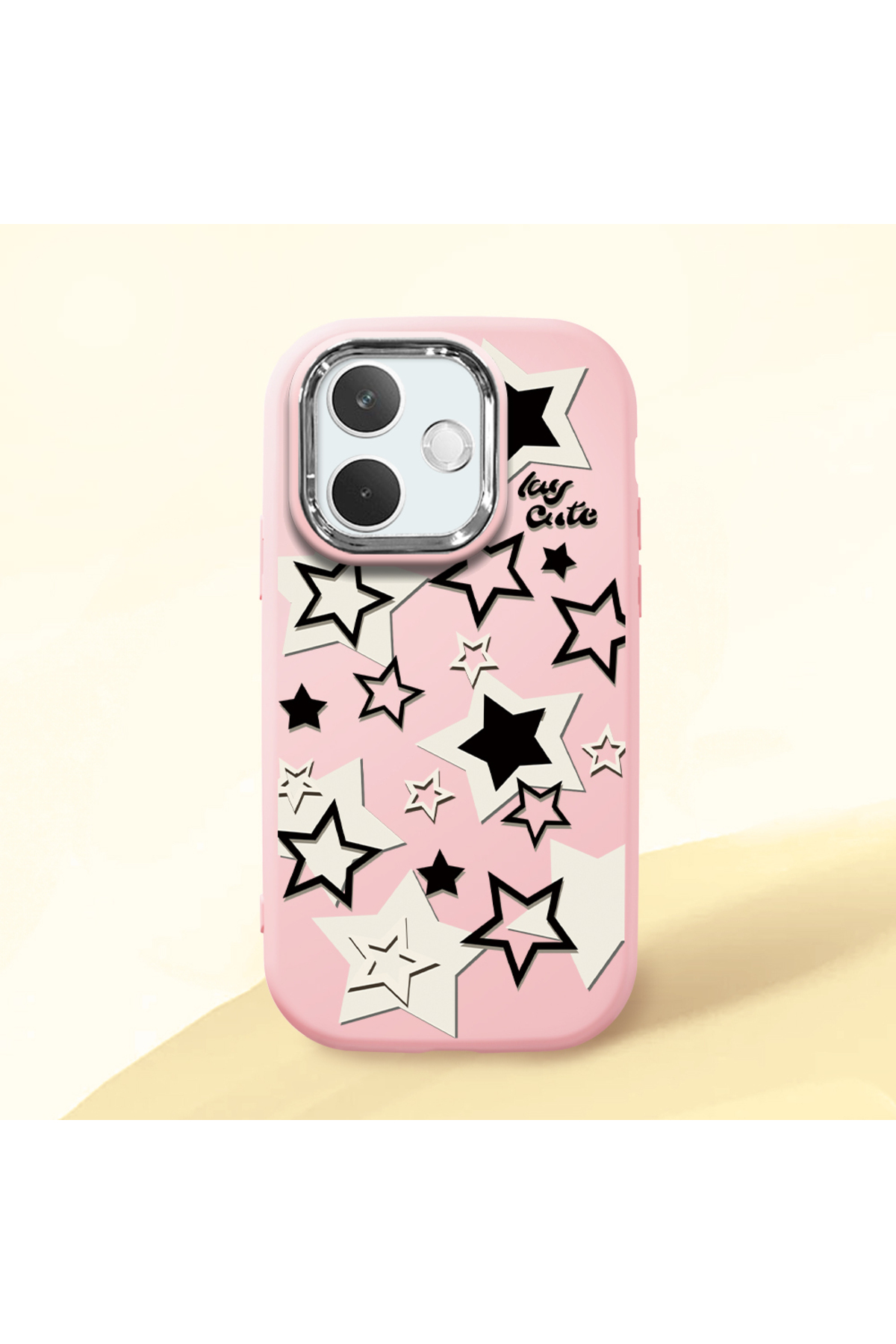 OPPO A5 Pro 4G/5G Compatible Shock Absorber Camera Shielded Pink Silicone Case Star Pattern