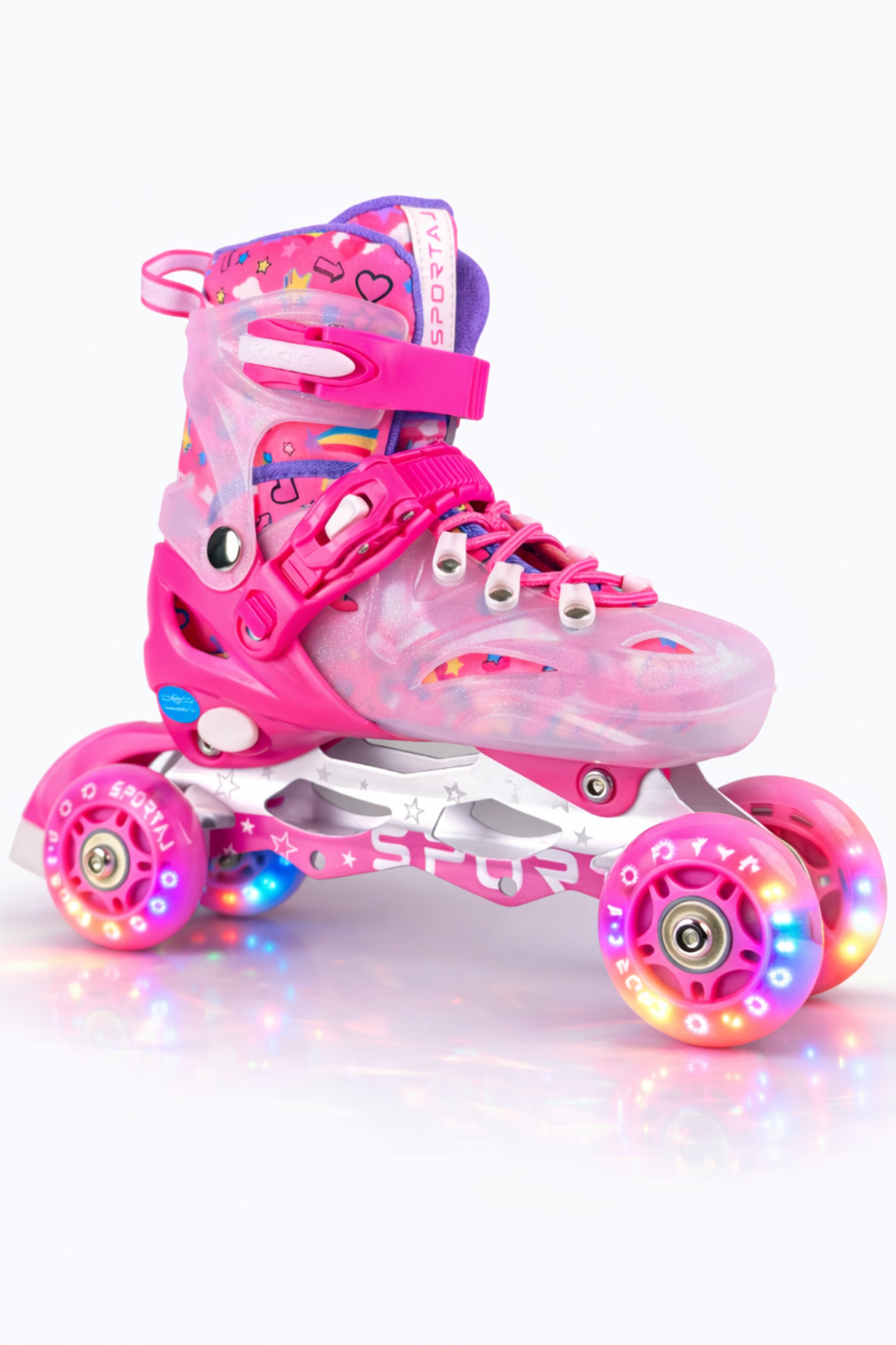 SpeedX Happy Professional Kids Skating Light Up Silicone Wheels With Carrying Case