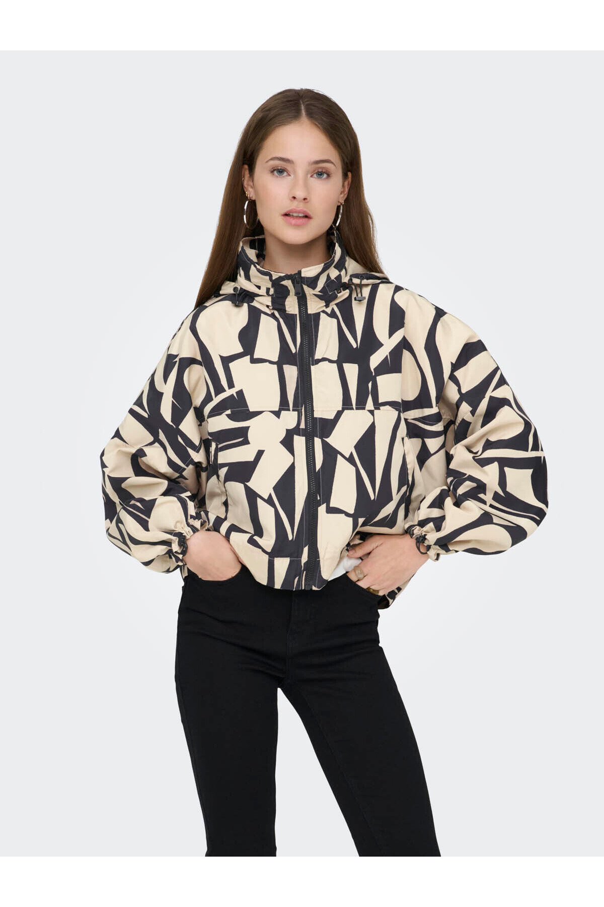 ONLY Onlbetty Batsleeve Aop Kahverengi Kadın Mont 15281509 görsel 3