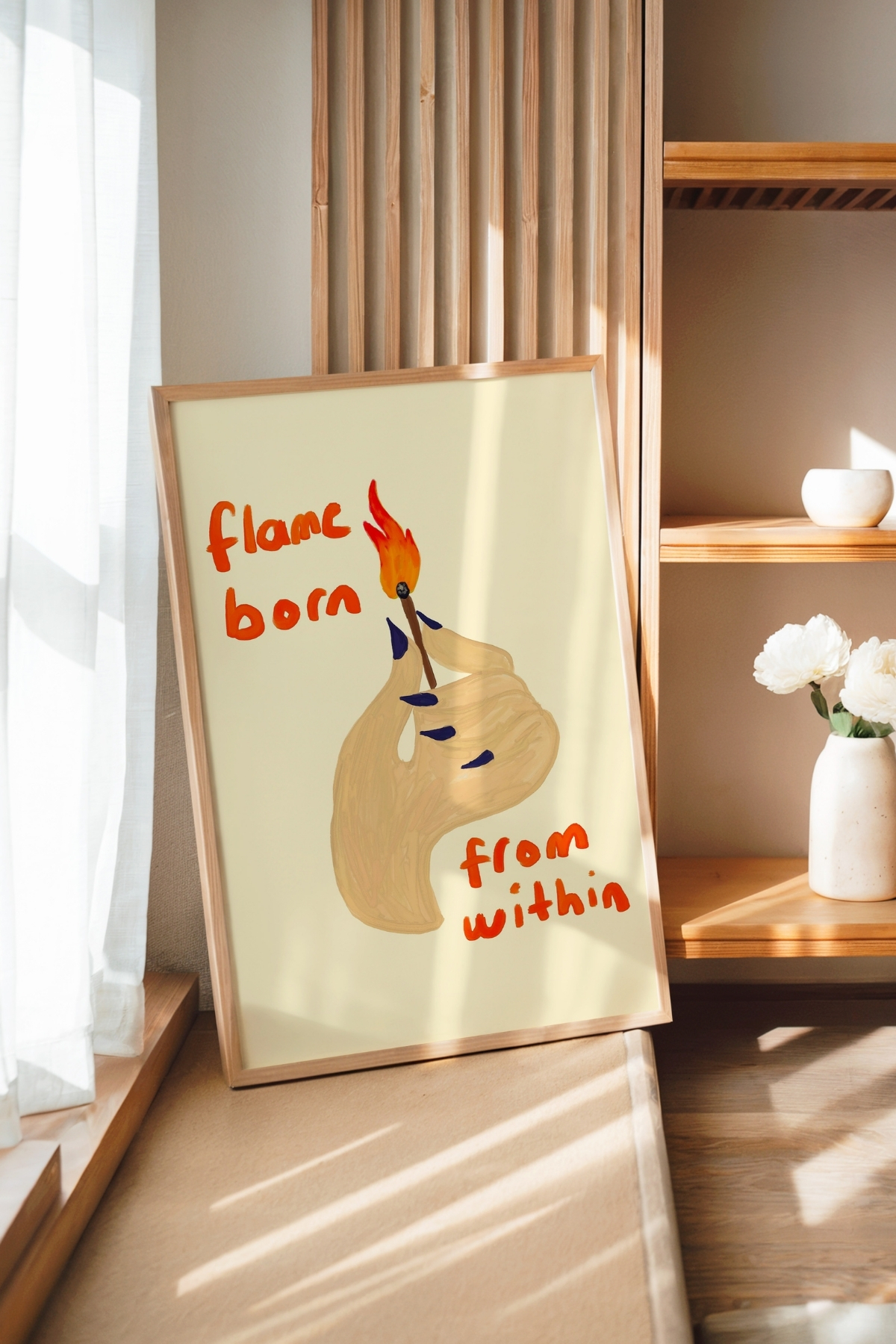 Yazılı Modern Tablo Flame Born From Within Poster Duvar Dekoru Çerçevesiz