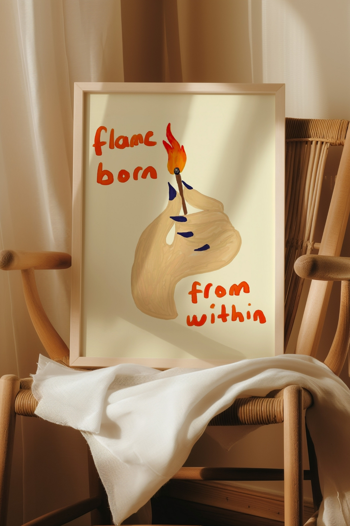 Yazılı Modern Tablo Flame Born From Within Poster Duvar Dekoru Çerçevesiz