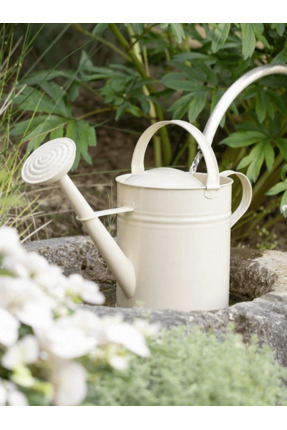 Lin Metal 10 Litre Yuvarlak Sulama Kabı, Büyük Boy Sulak, Metal Sulama Kabı Krem