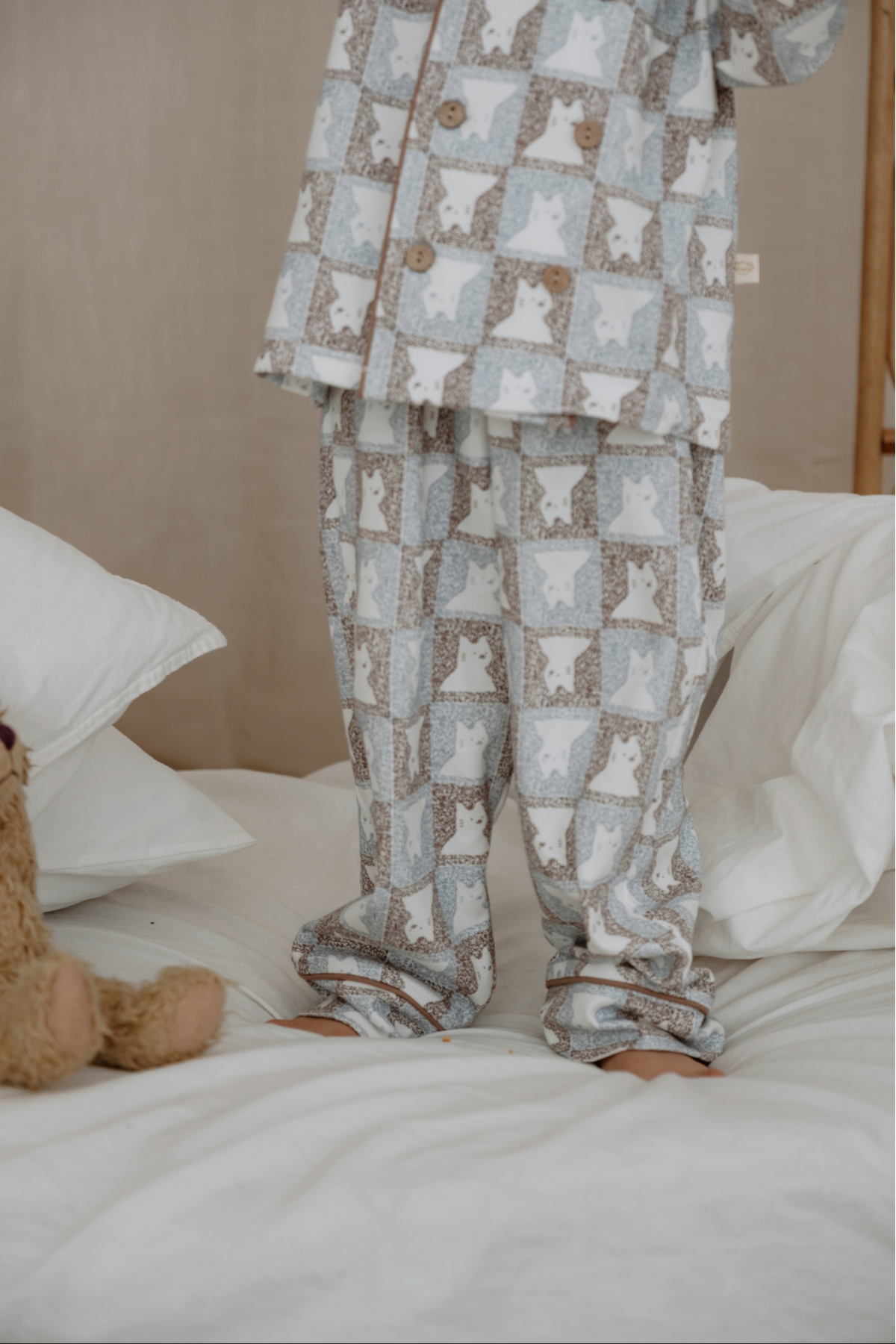 Oh La La Koala For Little Ones Kedi Desenli Yaka Detaylı Çocuk Pijama Takımı fotoğrafı 7 (önizleme)