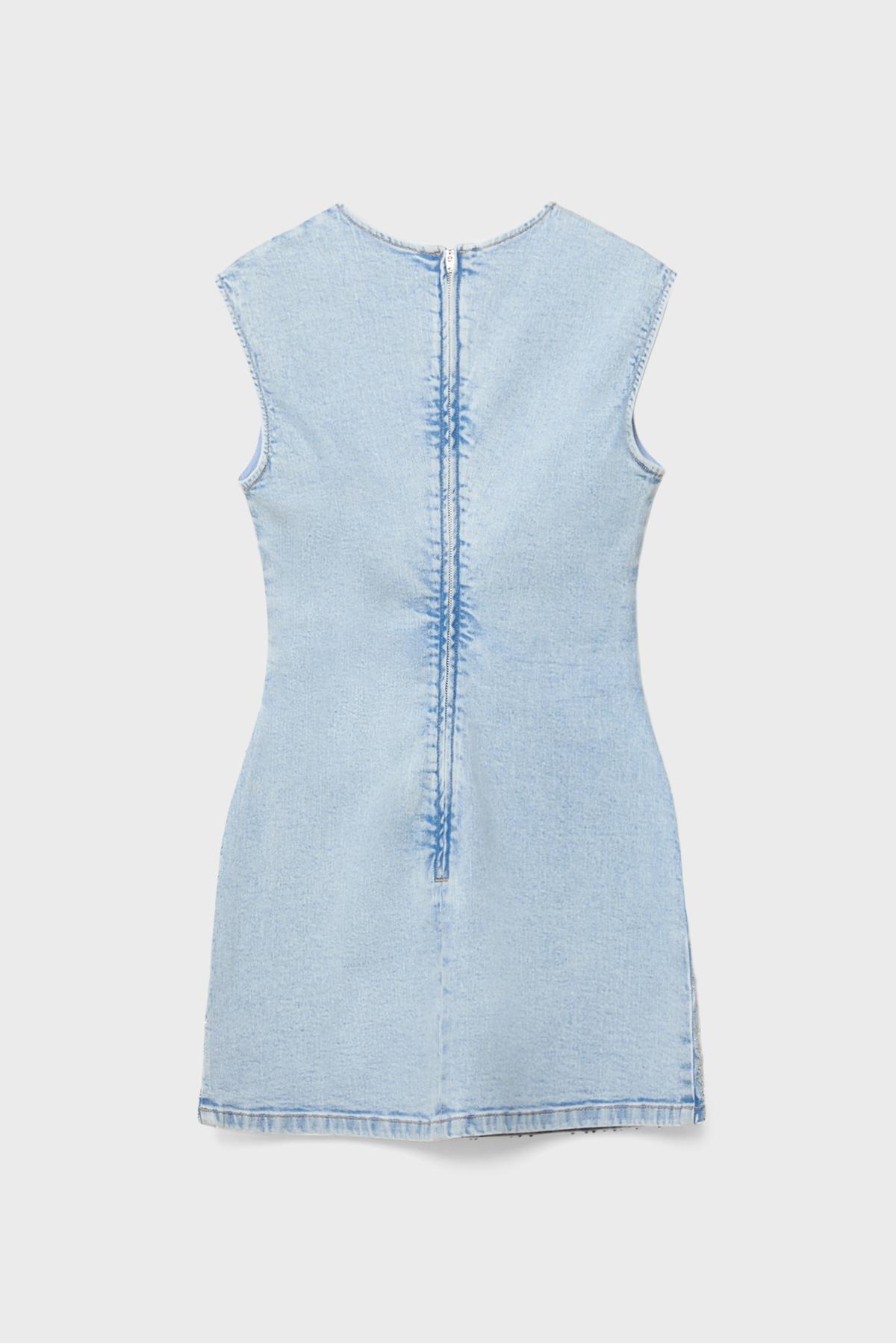Stradivarius  Payetli kısa denim elbise - Görsel 7