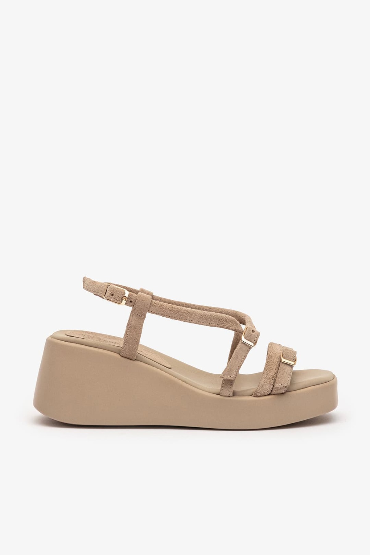 Elanor Women's Leather Suede Sandals in Beige