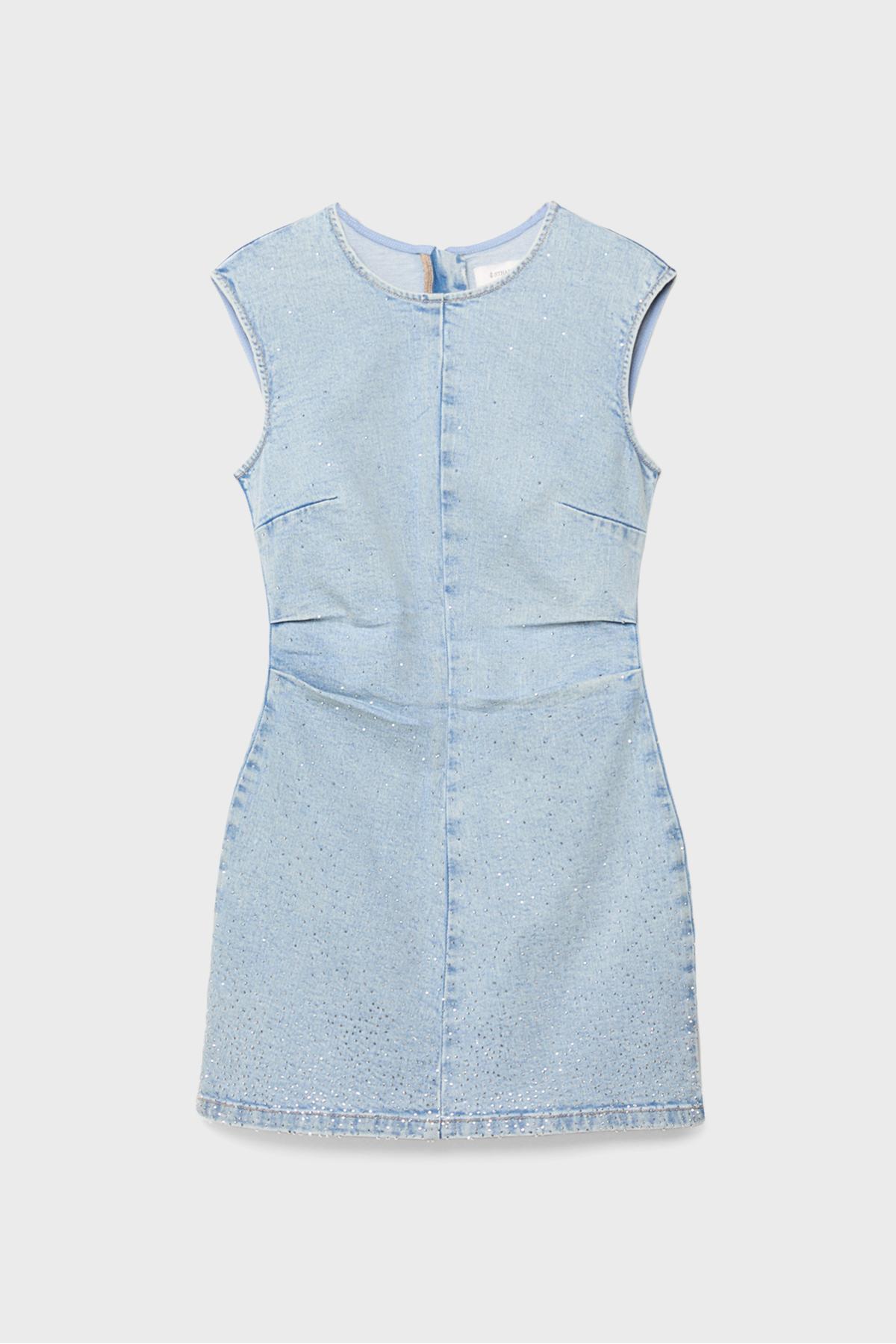 Stradivarius  Payetli kısa denim elbise - Görsel 6