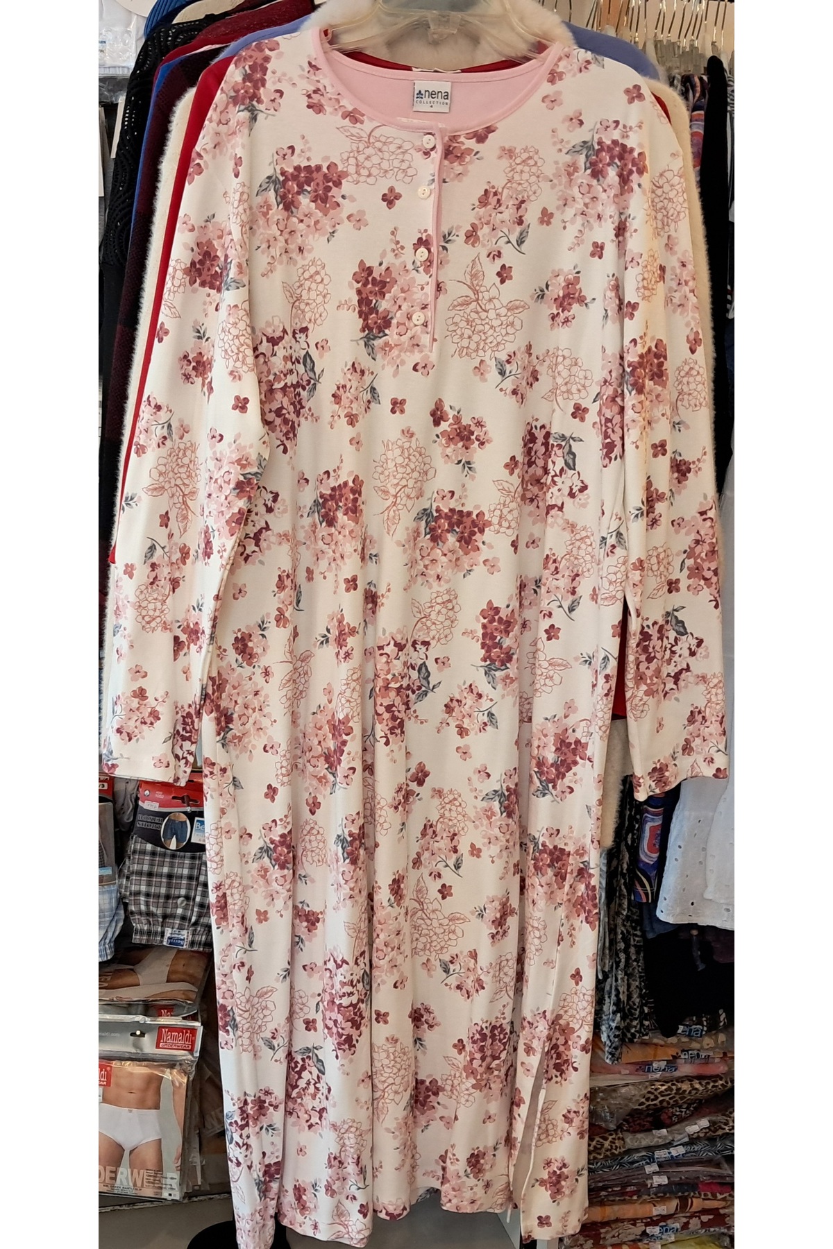 Nena Pamuklu Uzun Kol Gecelik