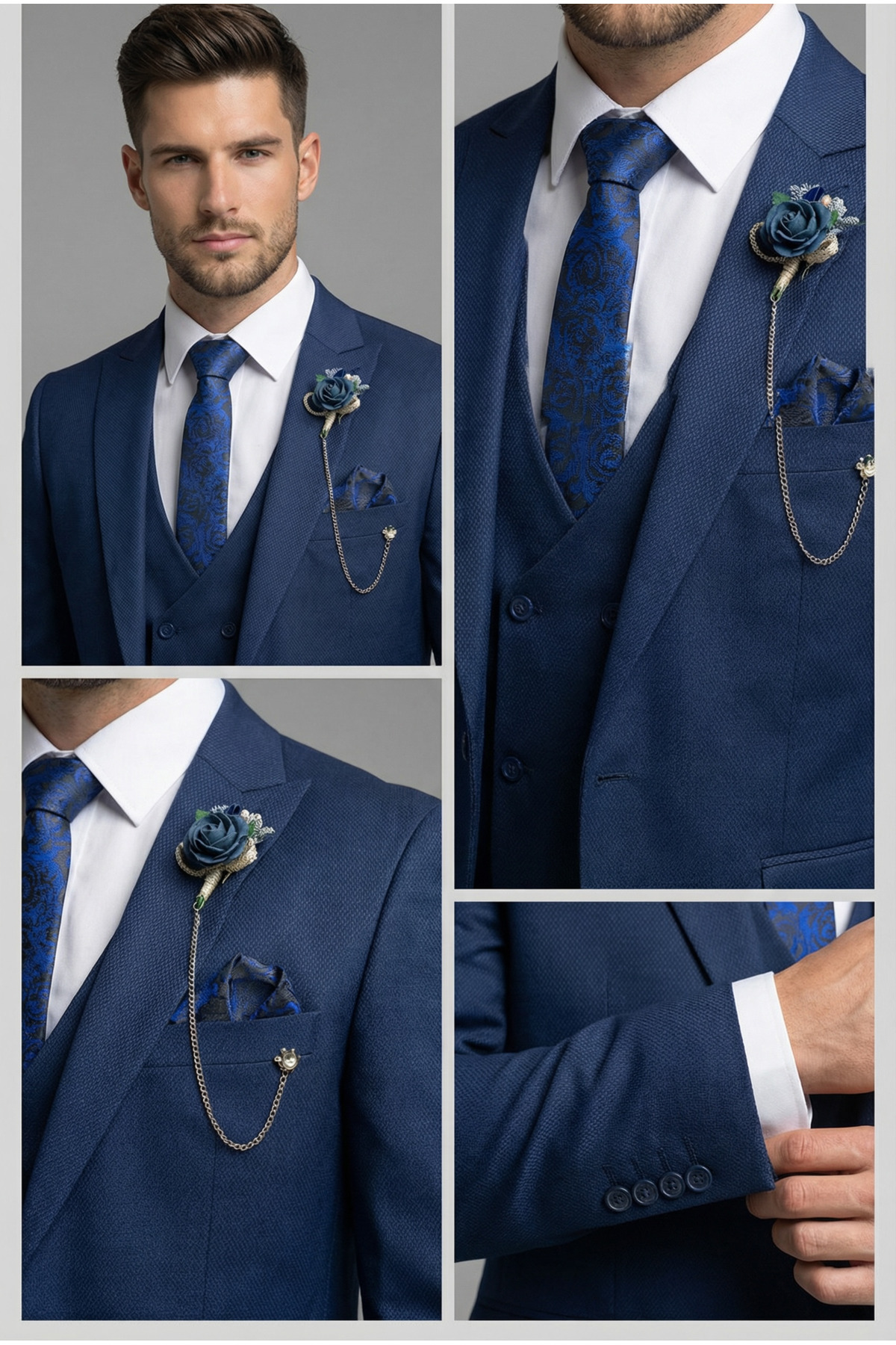 AtlasGiyim Erkek Slim Fit Armüllü Yelekli Takım Elbise(yeni sezon) görsel 4