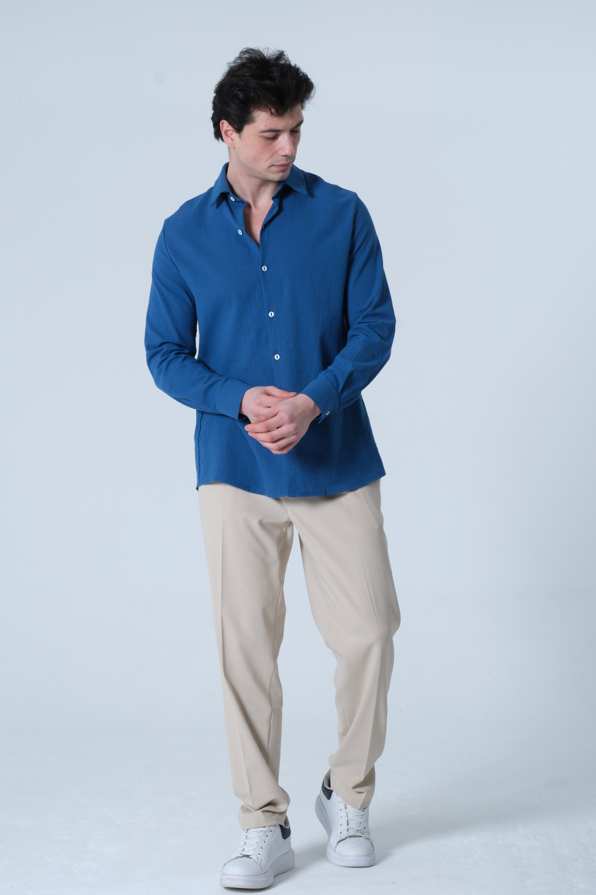 RELAXL 4 Mevsim Pileli Regular Fit Bej Erkek Kumaş Pantolon 2XS-10XL görsel 7