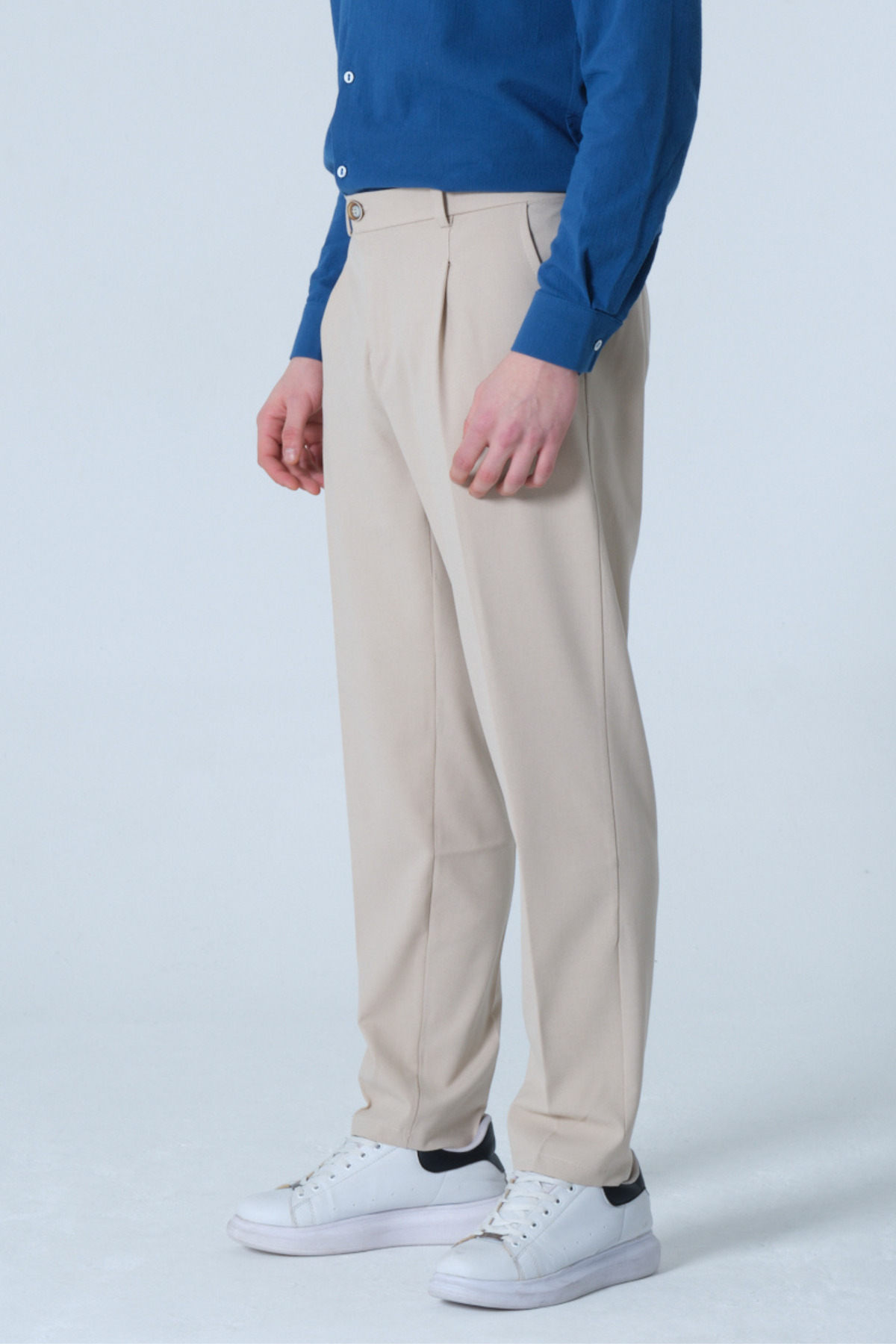 RELAXL 4 Mevsim Pileli Regular Fit Bej Erkek Kumaş Pantolon 2XS-10XL görsel 4