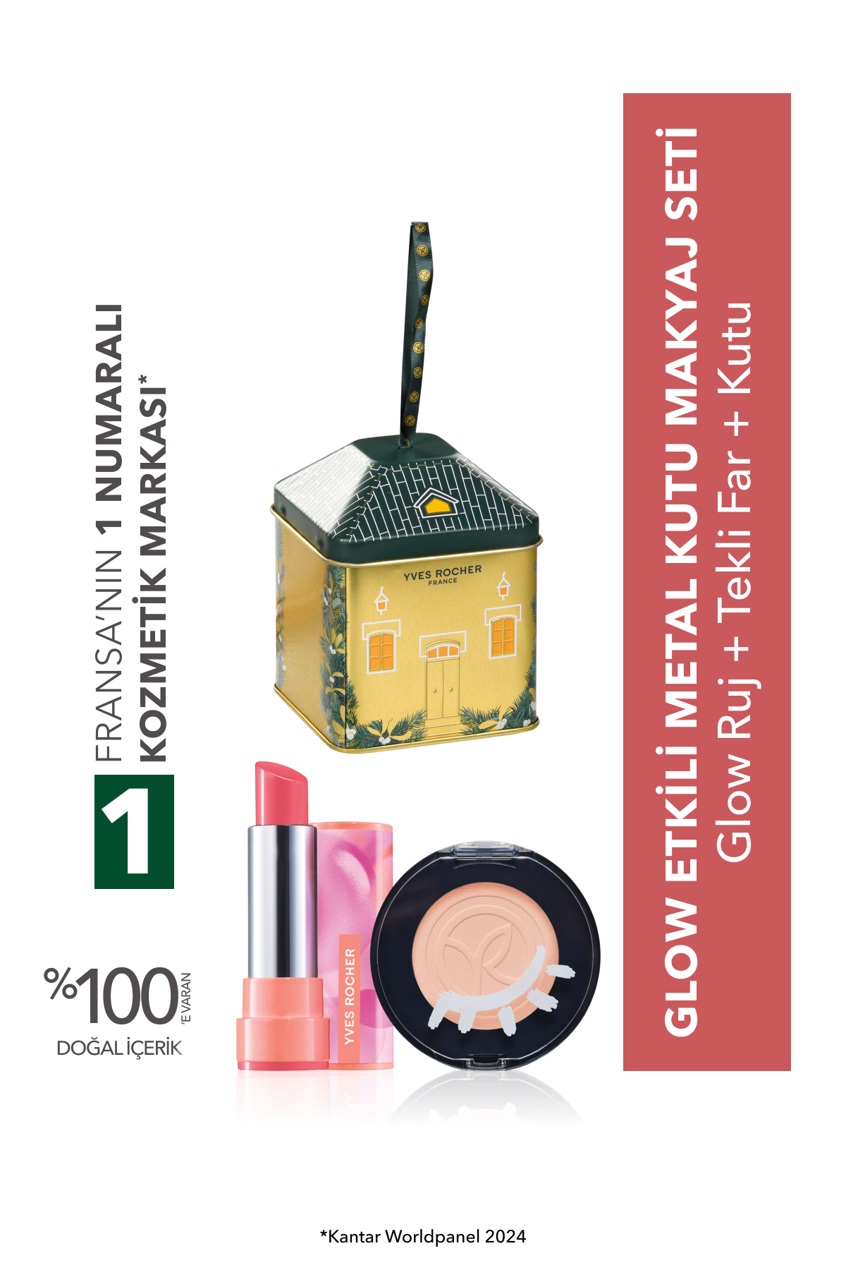 Yves Rocher Glow Etkili Metal Kutu Makyaj Seti – Glow Gelincik Kırmızısı Ruj 3.5 gr & Mat Bej Tekli Far 2 gr - Fiyatı, Yorumları