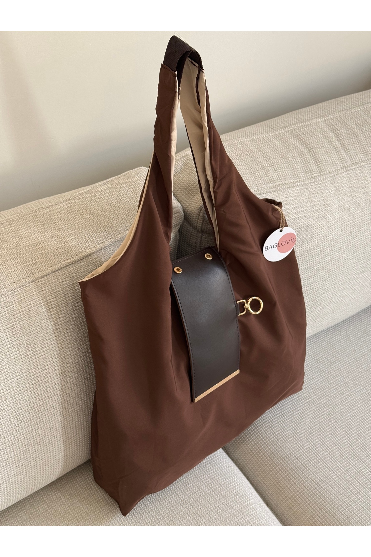 BAGLOVİS  Viral Bez Çanta – Anahtarlık Boyutuna Katlanabilen Büyük Hacimli Omuz Çantası EN45 BOY40 - Görsel 6
