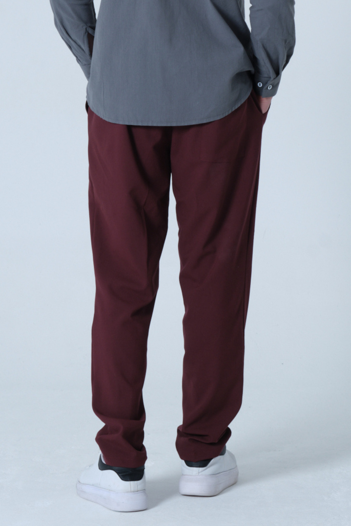 RELAXL Regular Fit Boru Paça Bordo Erkek Kumaş Pantolon Battal Boy görsel 7