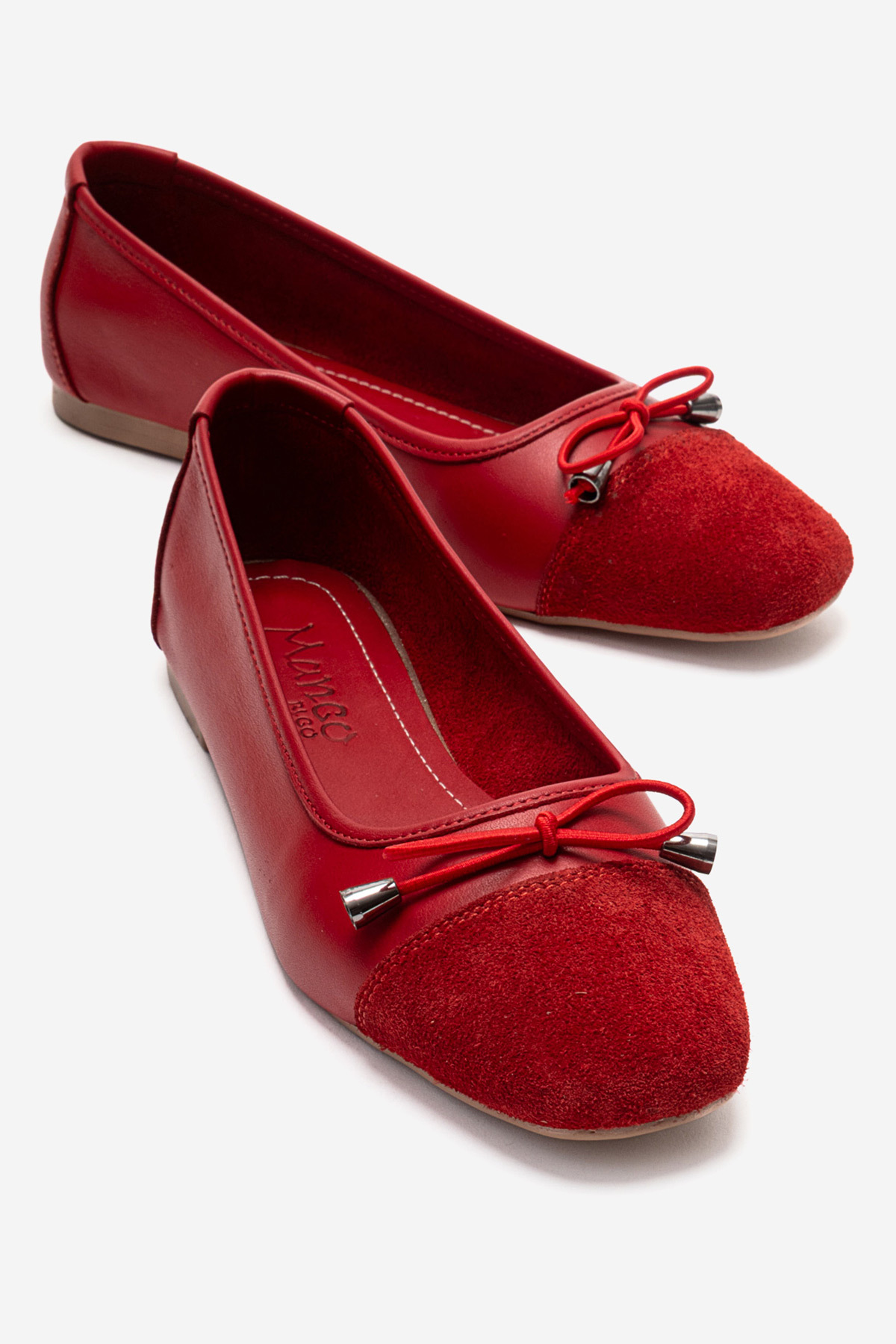 Genuine Leather Women's Red Suede Detailed Flats Hailey