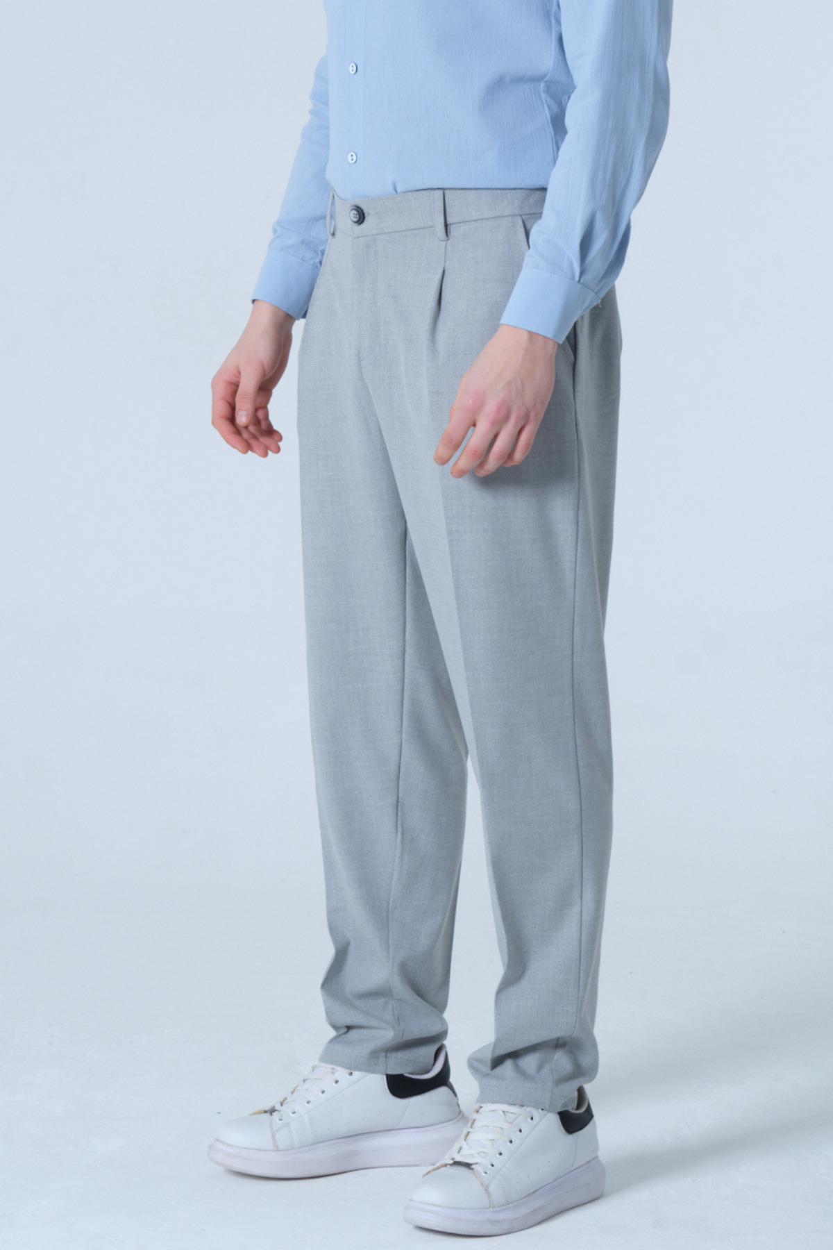 RELAXL Pileli Gri Erkek Kumaş Pantolon Regular Fit Büyük Beden 2XS-10XL görsel 4