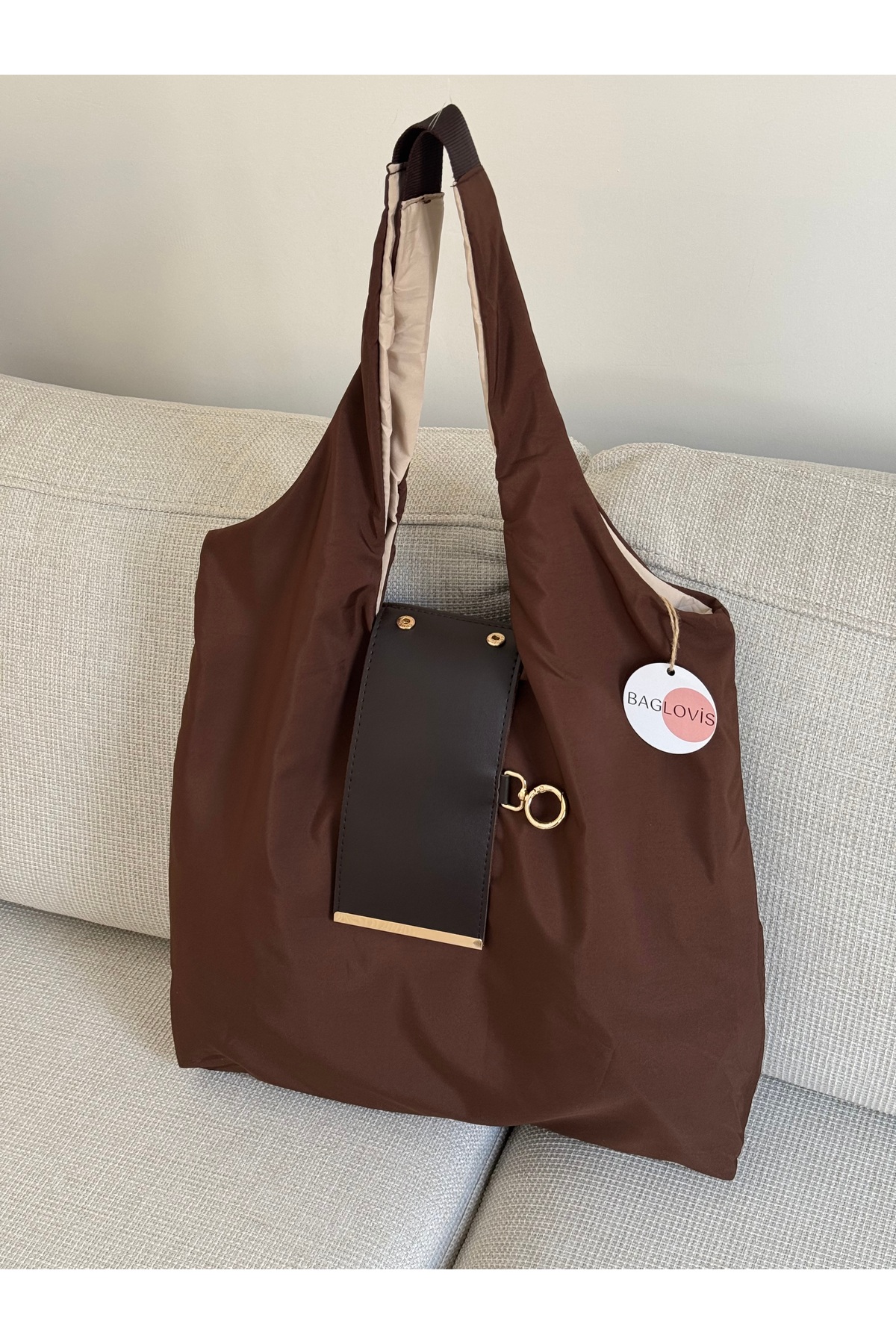 BAGLOVİS  Viral Bez Çanta – Anahtarlık Boyutuna Katlanabilen Büyük Hacimli Omuz Çantası EN45 BOY40