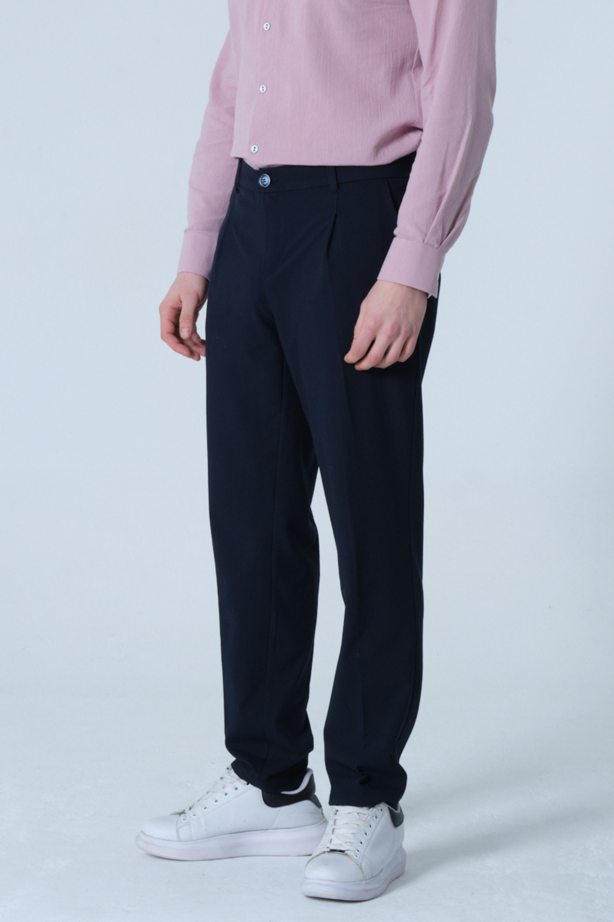 RELAXL Pileli Lacivert Erkek Kumaş Pantolon 2XS-10XL Kemer Takılabilir. görsel 4