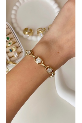 Derya Çelik Takı Xupıng Oval Taşlı Tasarım Bileklik