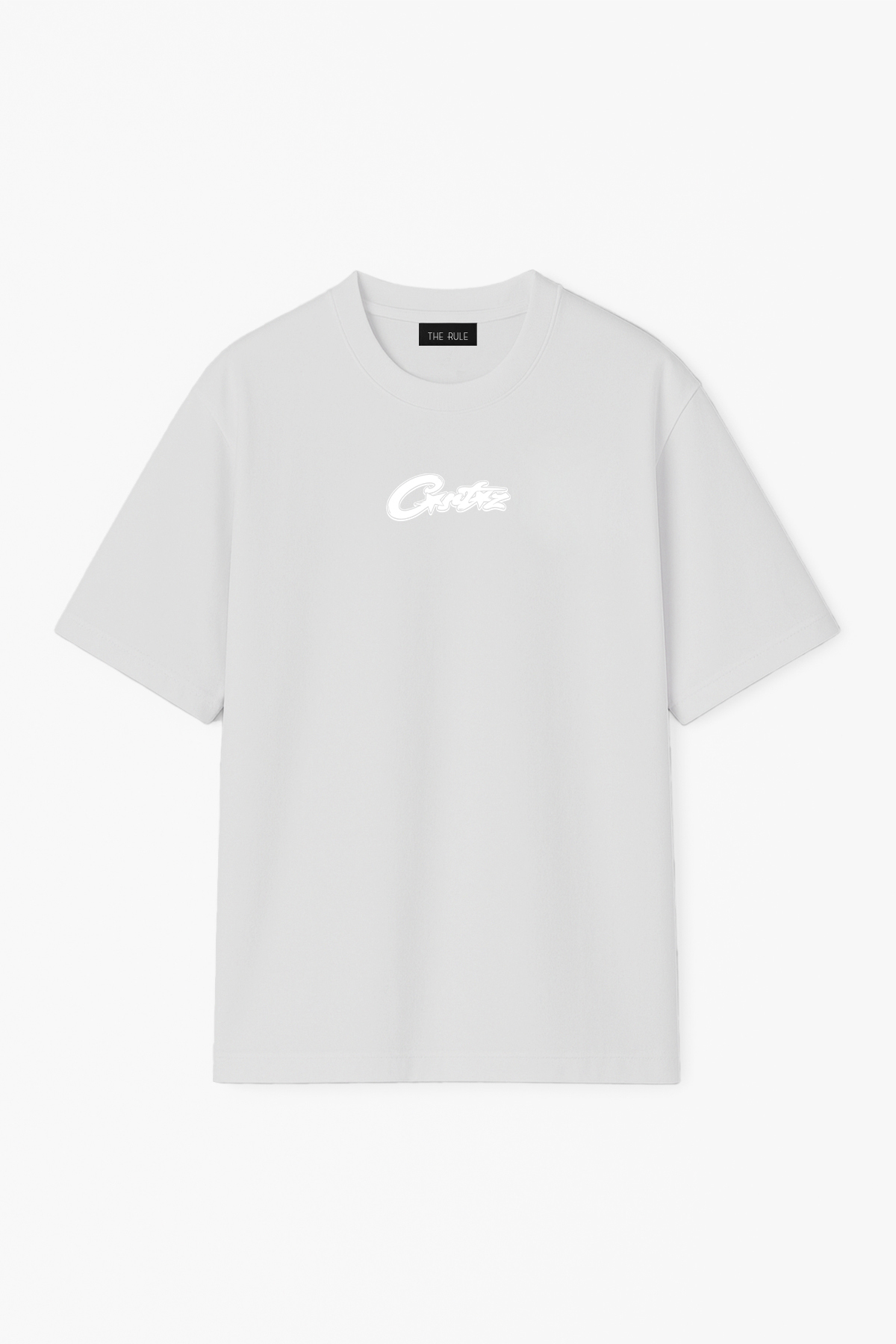 Unisex Corteiz Ön Baskılı Oversize %100 Pamuk Geniş Kesim Dokulu Bisiklet Yaka Gri Tişört RF0657
