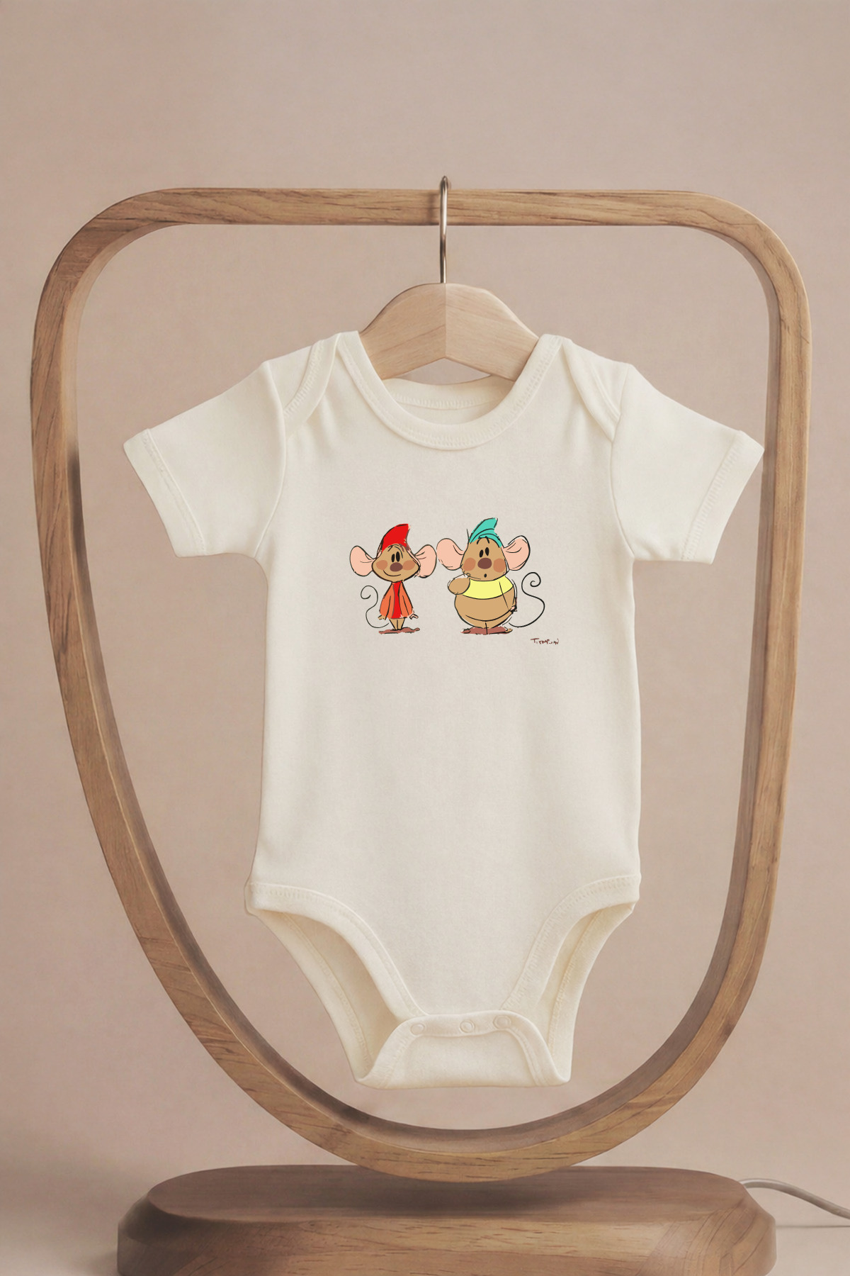 Organic 100% Cotton Cute Mice Printed Short Sleeve Snap Fastener Baby Bodysuit Bodysuit Snapsuit