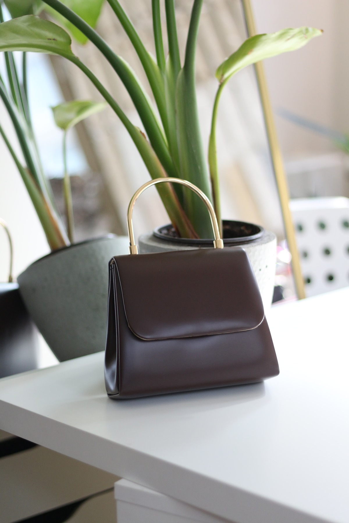 Moom Bag Kadın Acı Kahve Deri Metal Saplı Abiye El Omuz Çantası