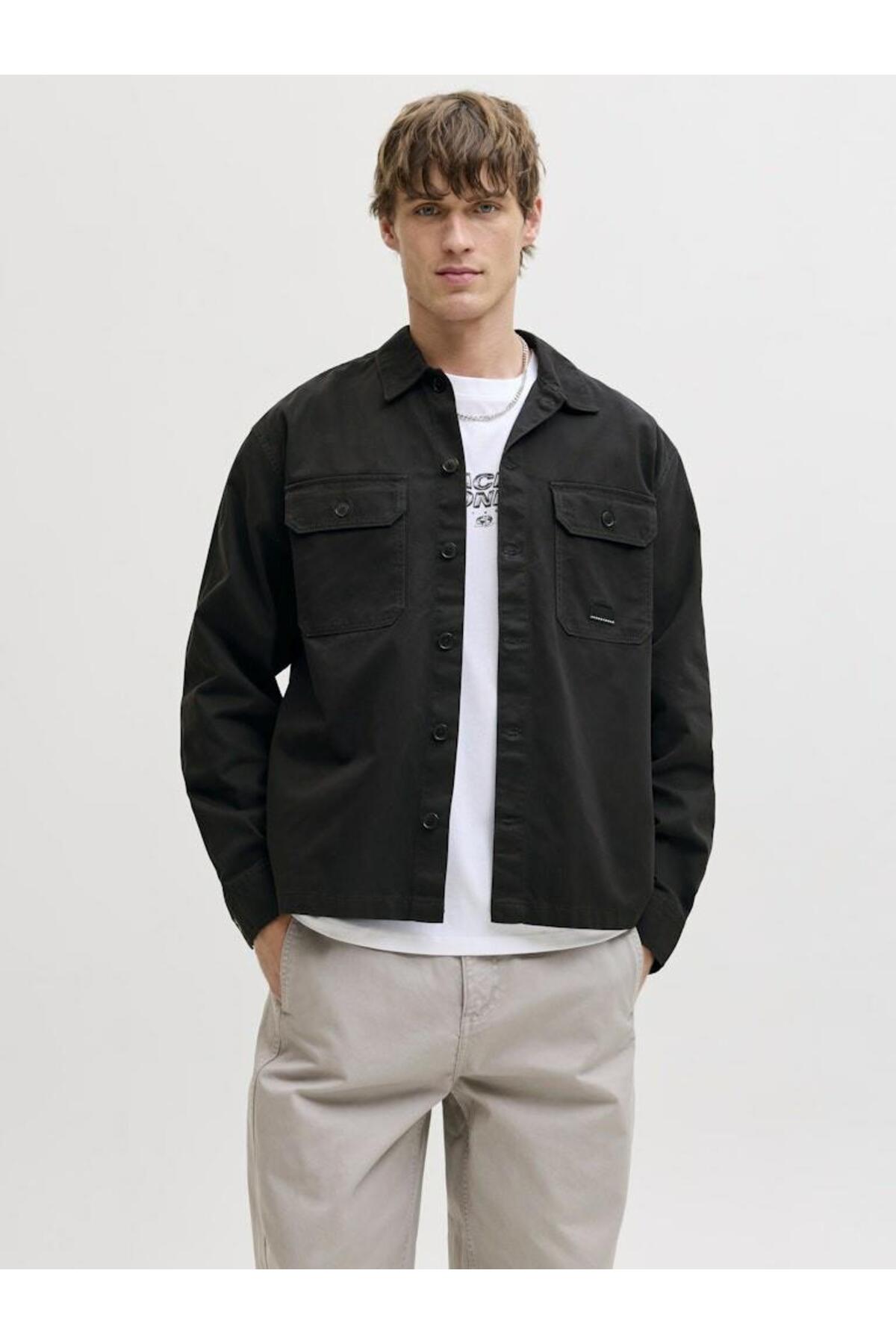 بلوز آستین بلند مردانه ژاکوبین مشکی مدل Fusion Badge کد 12293685-مشکی جک اند جونز کت Jack & Jones