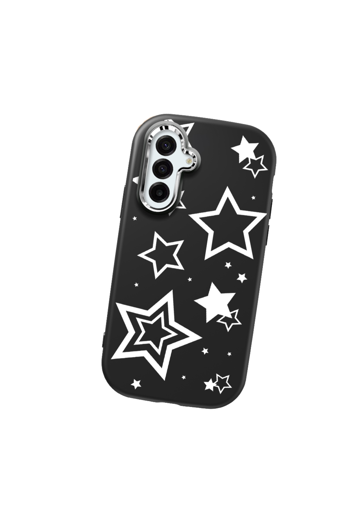 Samsung Galaxy A17 Compatible Black Soft Silicone Phone Case with Camera Protection Star Pattern