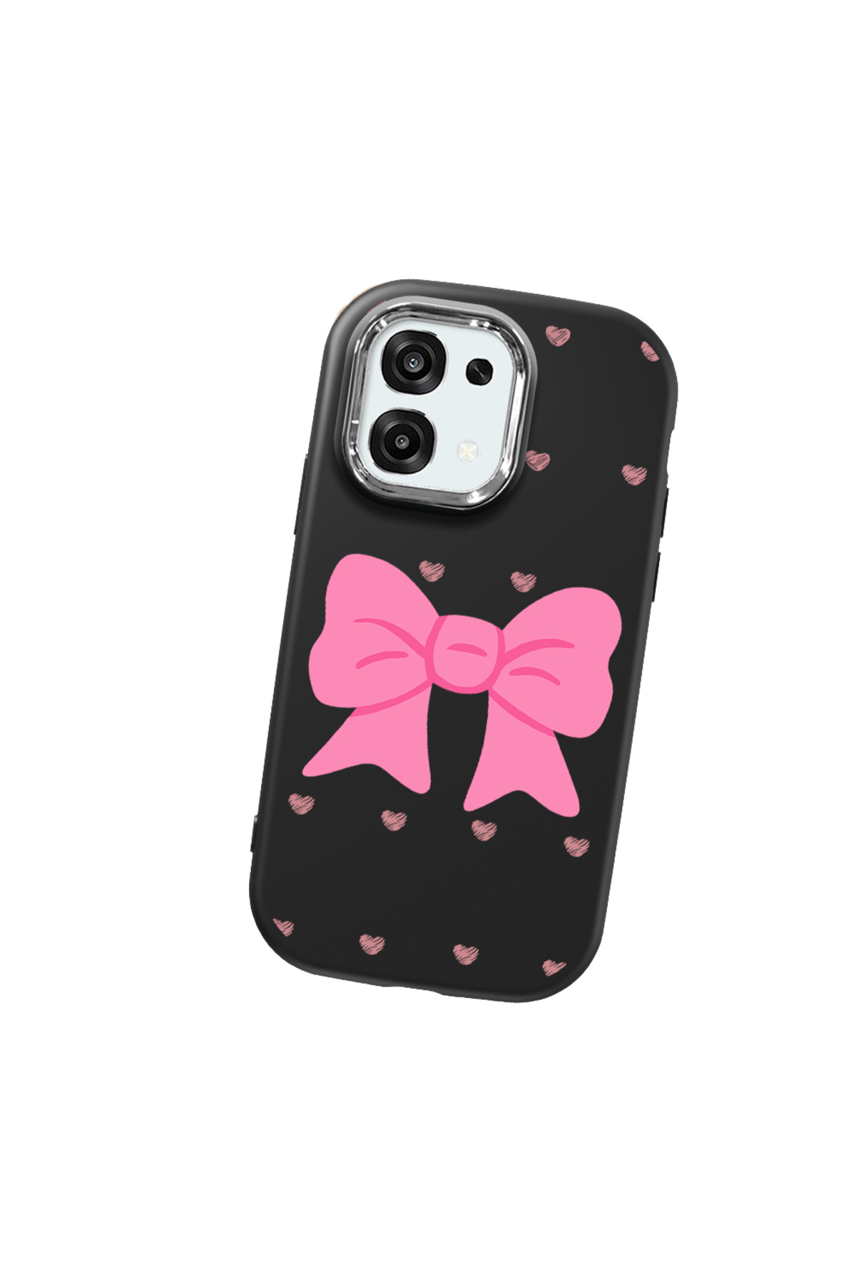 OPPO A6 Pro Compatible Black Soft Silicone Phone Case with Camera Protection Bowtie Pattern