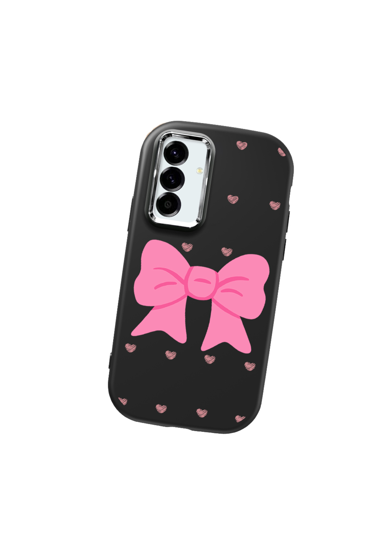 Samsung Galaxy A56 Compatible Black Soft Silicone Phone Case with Camera Protection Bowtie Pattern