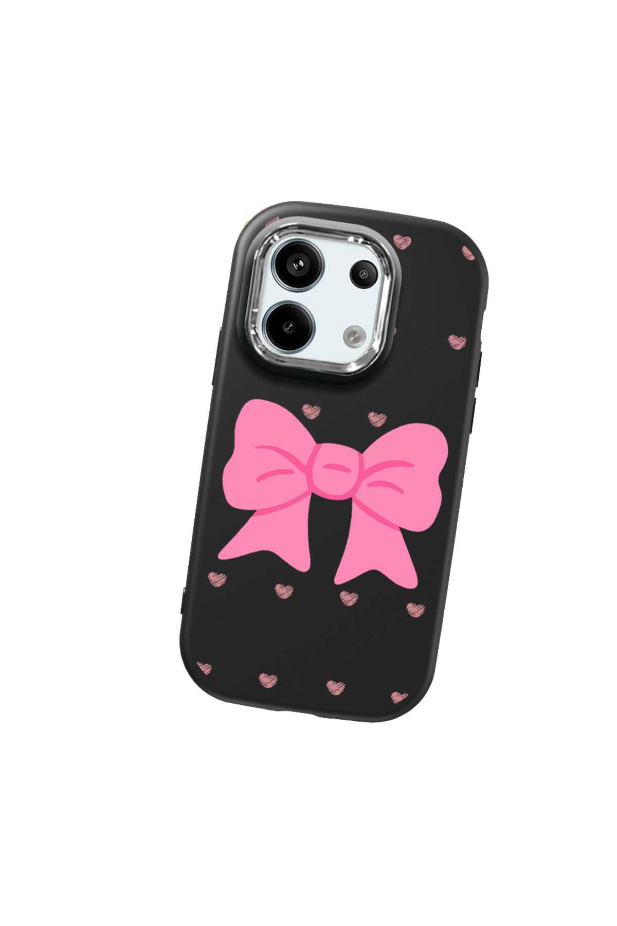 Redmi Note 13 Pro 5G Compatible Black Soft Silicone Phone Case with Camera Protection Bowtie Pattern