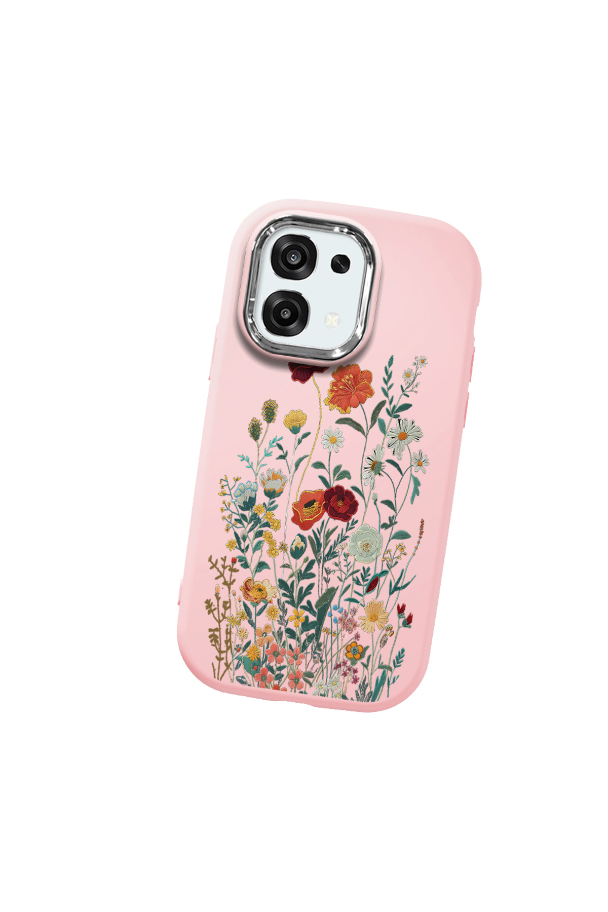 OPPO A6 Pro Compatible Pink Soft Silicone Phone Case with Camera Protection Floral Pattern