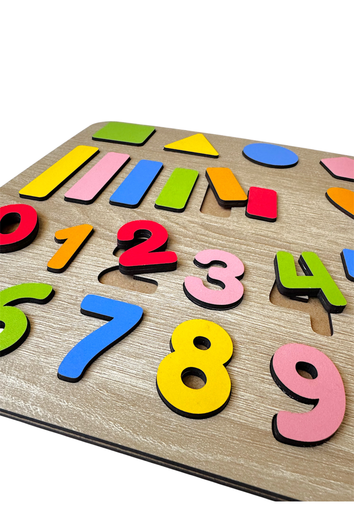 tollihy brinco Ahşap Montessori Okul Öncesi 23 Parça Eğitici Sayılar Ve Geometrik Şekiller Bultak Puzzle Seti fotoğrafı 4 (önizleme)