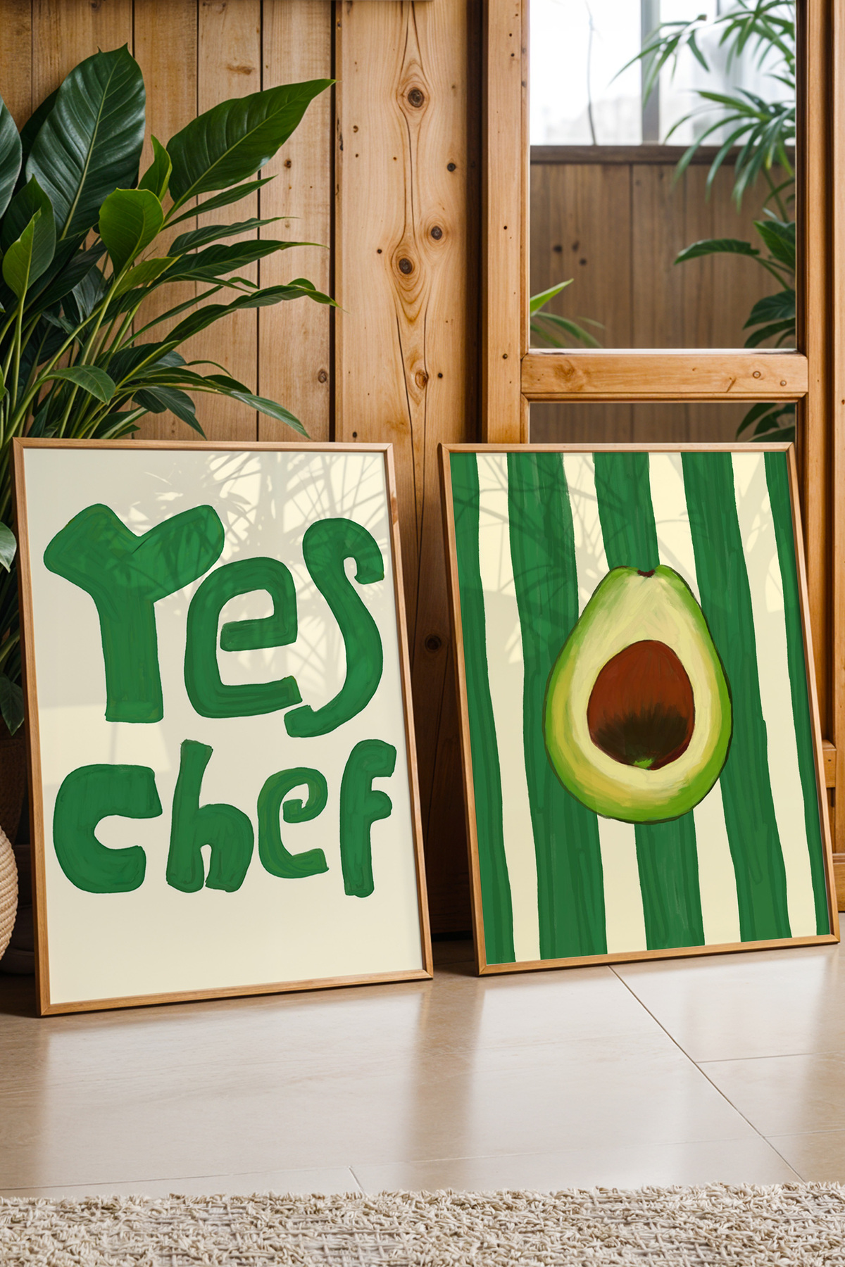 2’li Mutfak Tablosu Yes Chef ve Avokado Poster Seti Duvar Dekoru Çerçevesiz