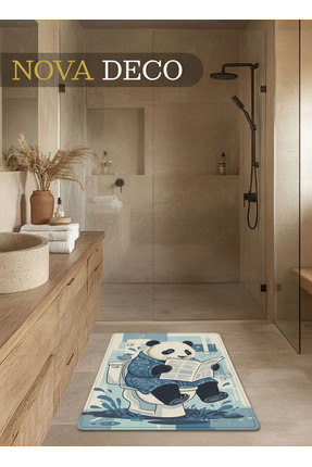 Nova Deco Gazete Okuyan Panda Banyo ve Halı Paspası